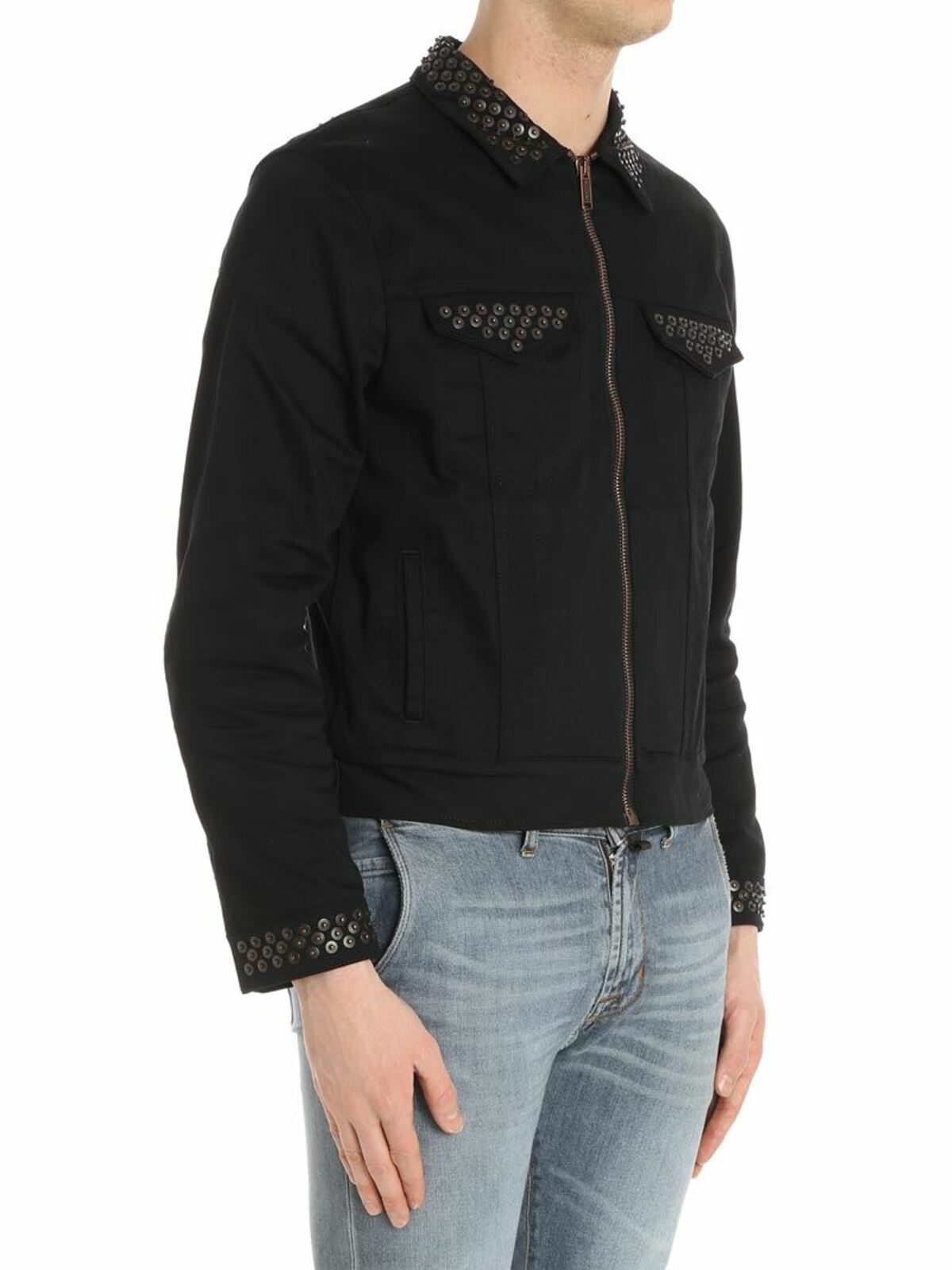Black jacket with applied buttons 061102191555 (MOSCHINO / カジュアルジャケット・ベスト ) | MOSCHINO (モスキーノ)(1)