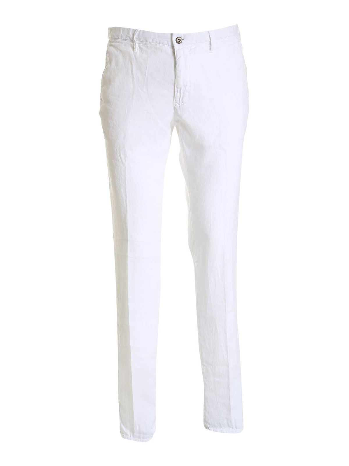Slim fit pants in white 14S10090865014 (INCOTEX / パンツ ) | INCOTEX (インコテックス)