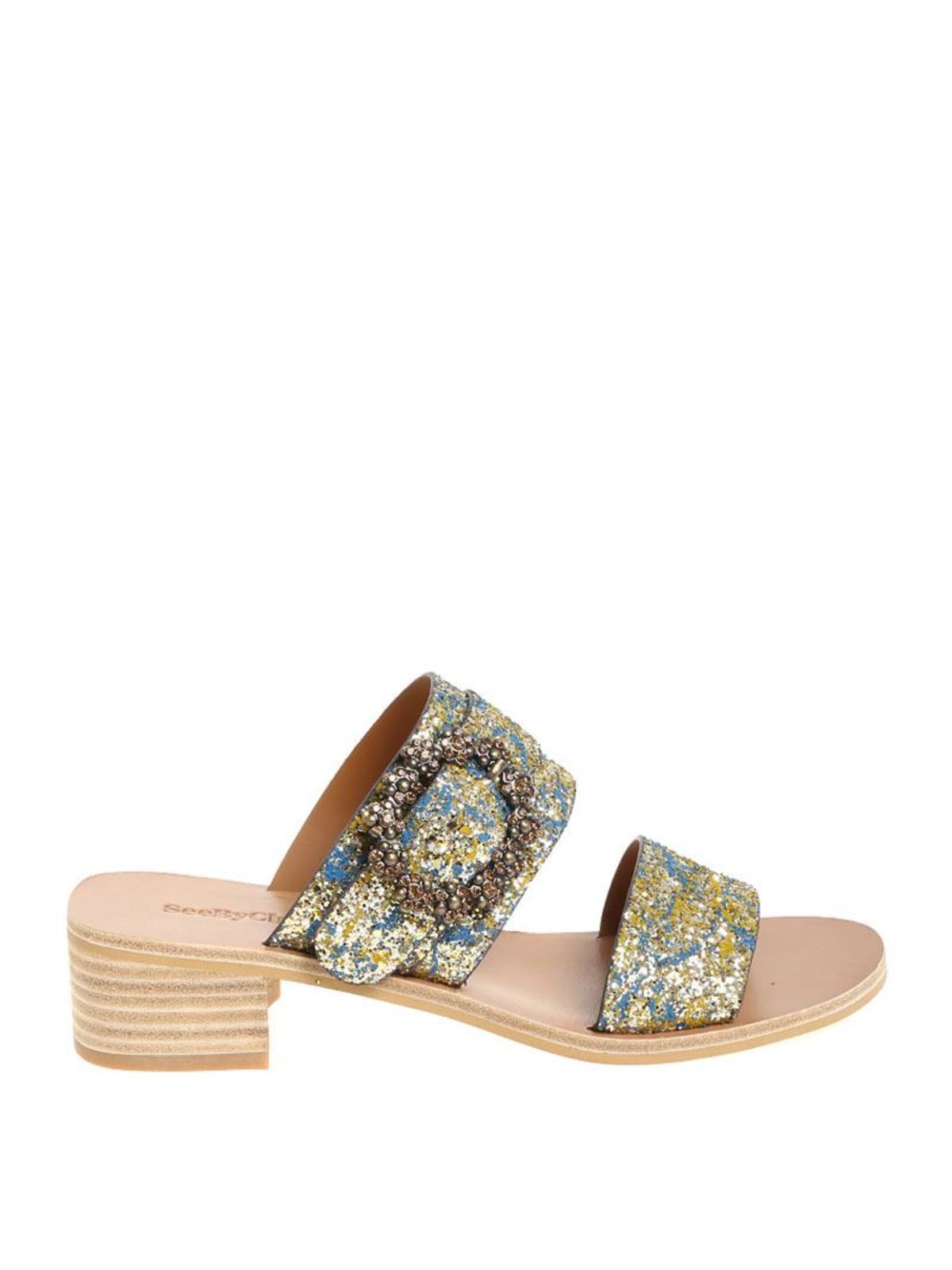 Leather glitter sandals SB30122024 (See By Chloé / サンダル ) | See By Chloé (シーバイクロエ)(2)