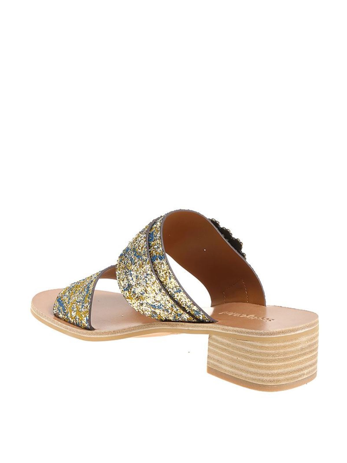 Leather glitter sandals SB30122024 (See By Chloé / サンダル ) | See By Chloé (シーバイクロエ)(3)