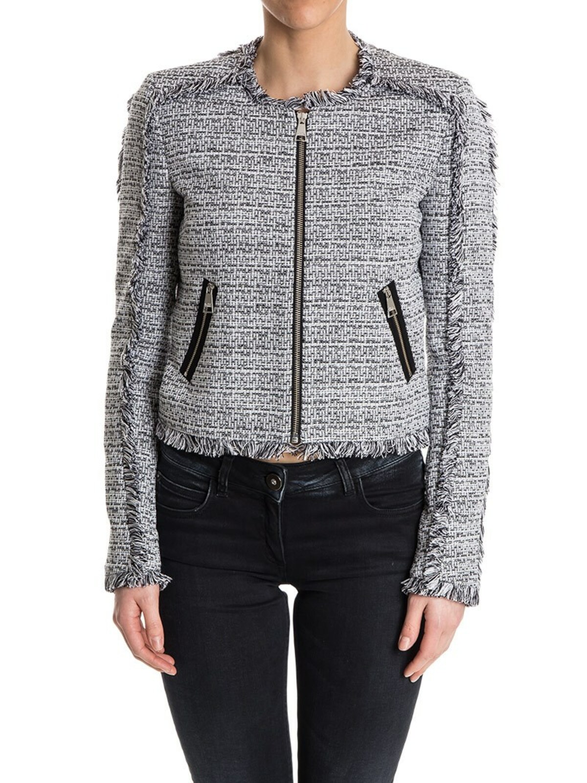 Cotton jacket 61KW1401LITTLEKARLBOUCLEJACKET998BLACKWHITE (KARL LAGERFELD / カジュアルジャケット・ベスト ) | KARL LAGERFELD (カール・ラガーフェルド)