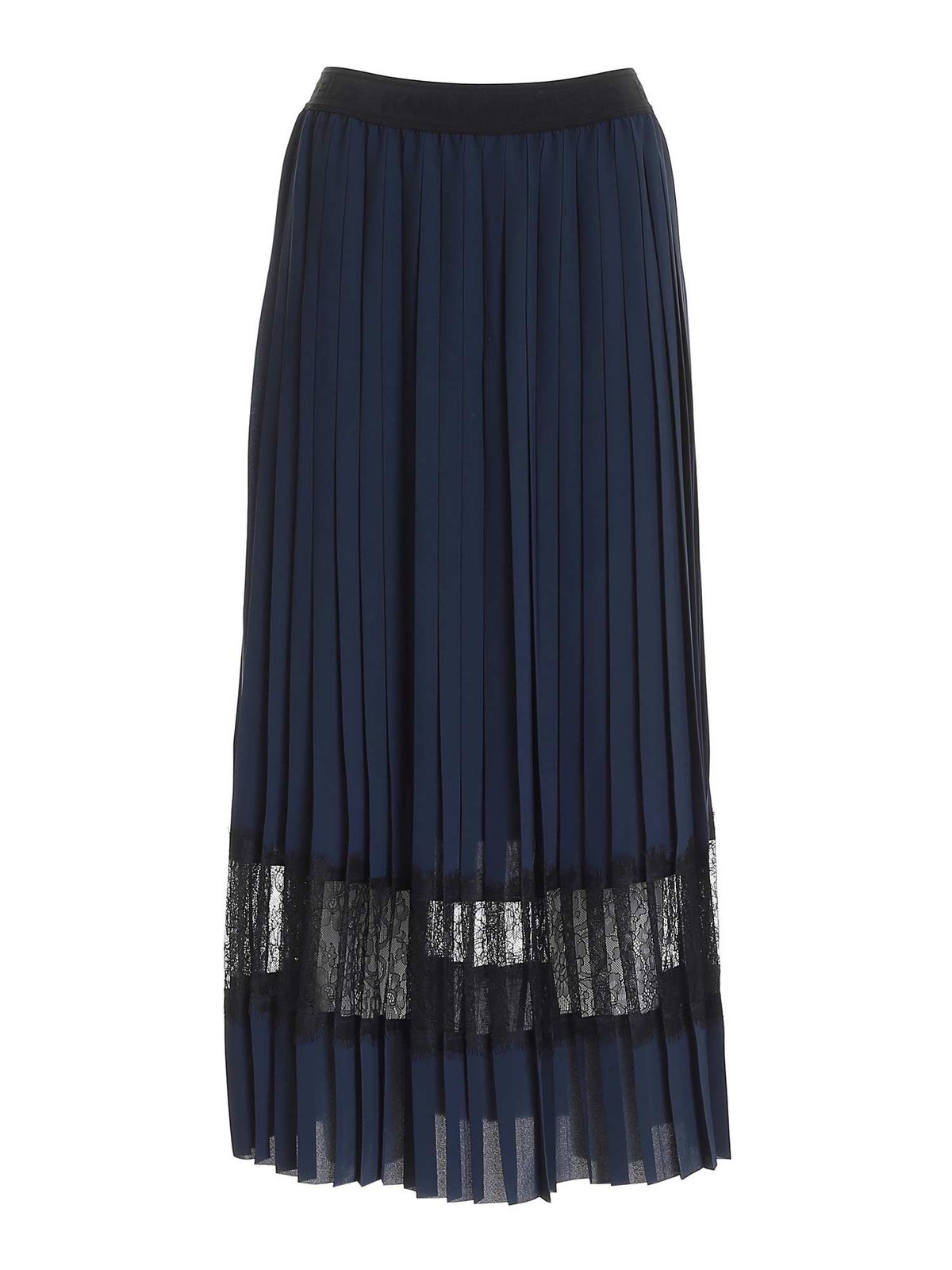 Pleated long skirt in blue 211W1203315 (KARL LAGERFELD / スカート ) | KARL LAGERFELD (カール・ラガーフェルド)