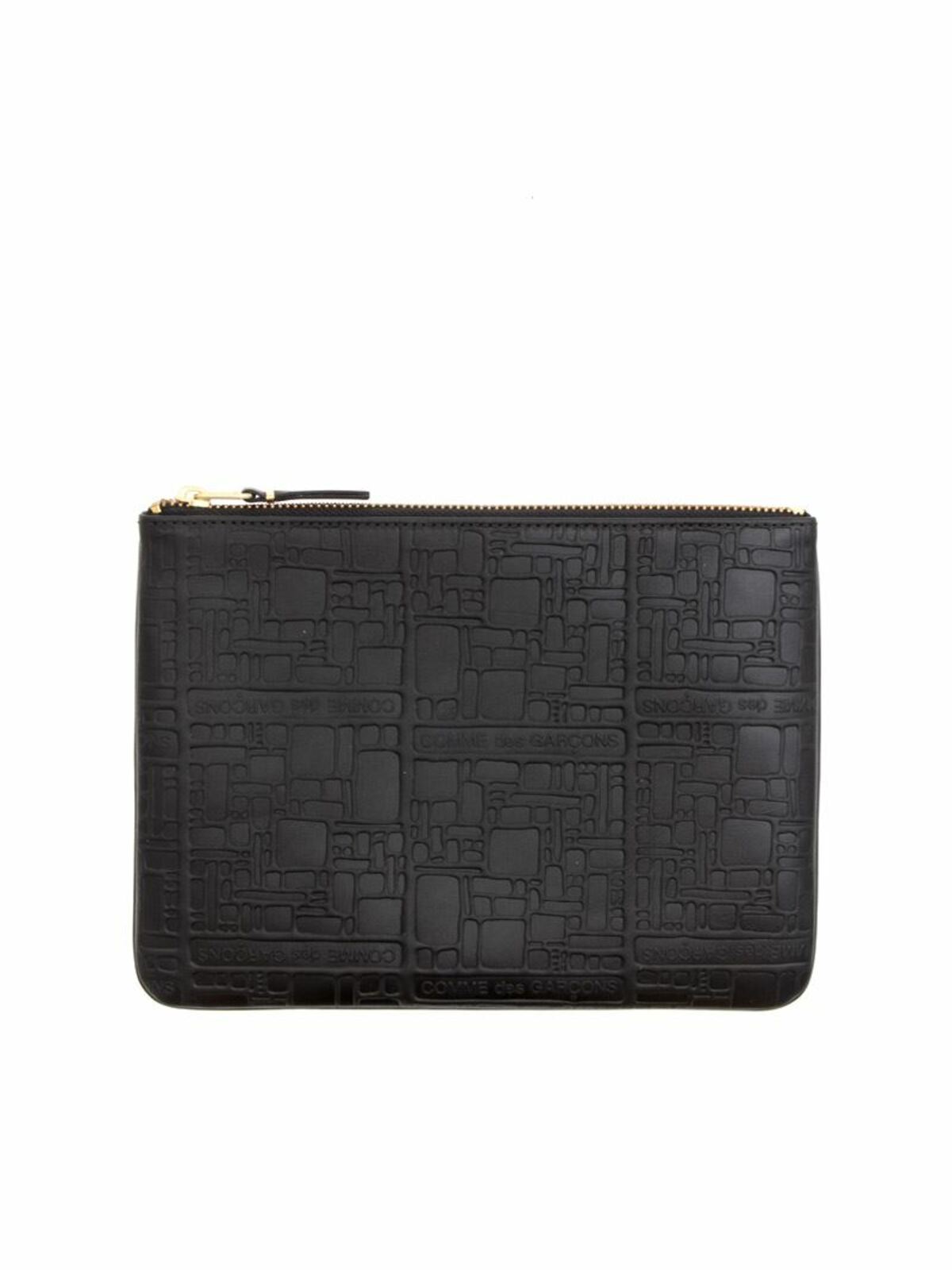 Embossed Logo pouch in black SA5100ELBLACK (Comme Des Garçons Wallet / クラッチバッグ・ポーチ ) | Comme Des Garçons Wallet (コムデギャルソン ウォレット)