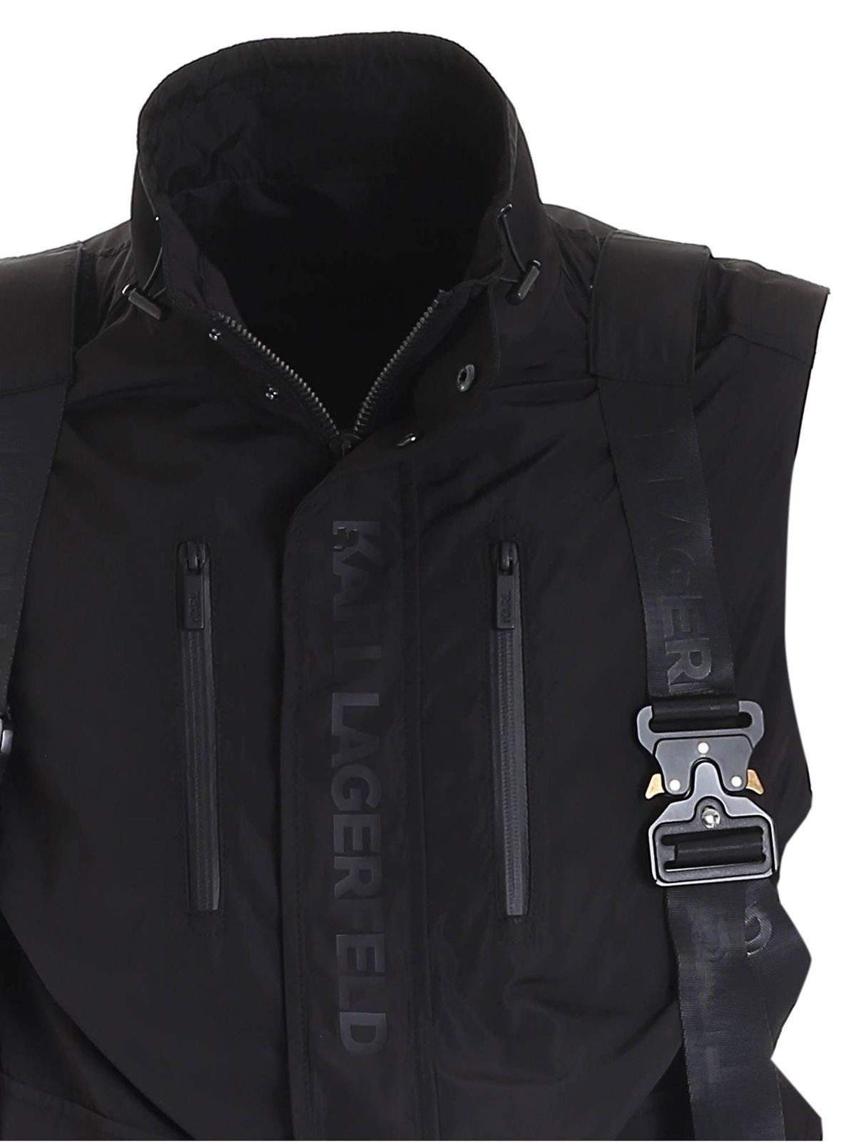 Removable backpack waistcoat in black 505042511542990 (KARL LAGERFELD / カジュアルジャケット・ベスト ) | KARL LAGERFELD (カール・ラガーフェルド)(2)