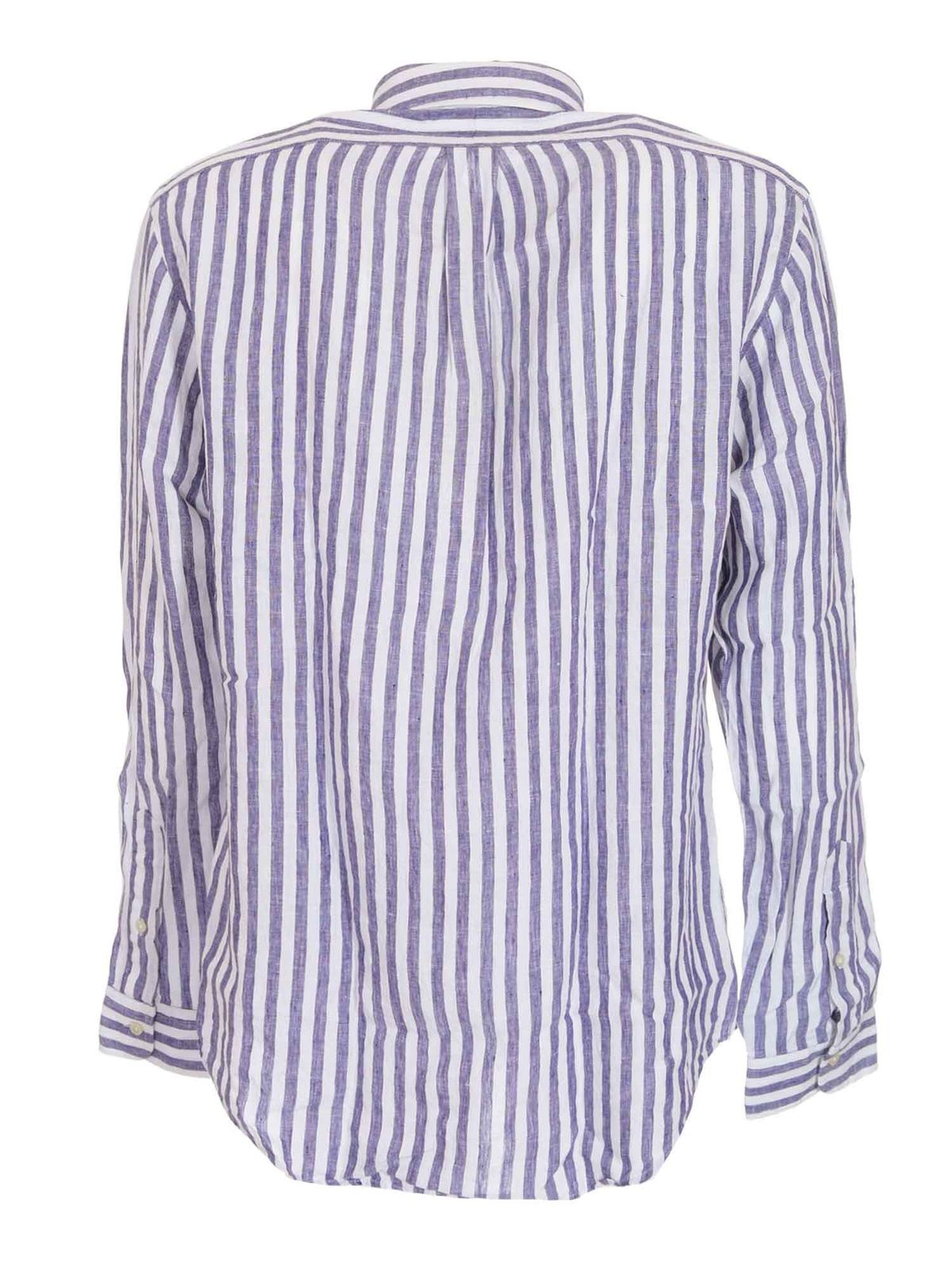 Classic striped shirt in white and blue 710837274003 (Polo Ralph Lauren / シャツ・ブラウス ) | Polo Ralph Lauren (ポロ ラルフ ローレン)(1)