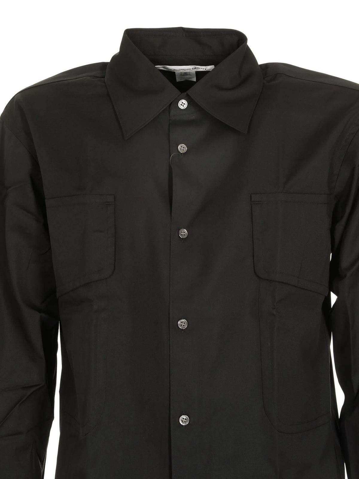 Chest pockets shirt in black FGB0731 (Comme Des Garçons SHIRT / シャツ・ブラウス ) | Comme Des Garçons SHIRT (コムデギャルソン シャツ)(2)