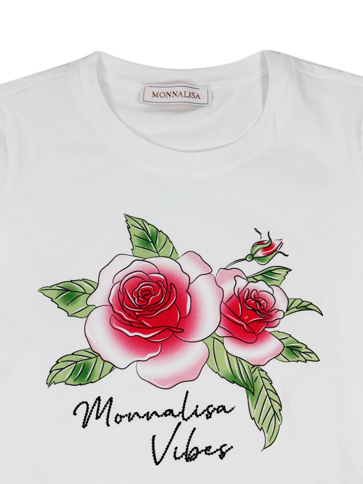 Rose logo t-shirt in white 117614SN72010099 (MONNALISA / Tシャツ・カットソー ) | MONNALISA (モナリザ)(1)