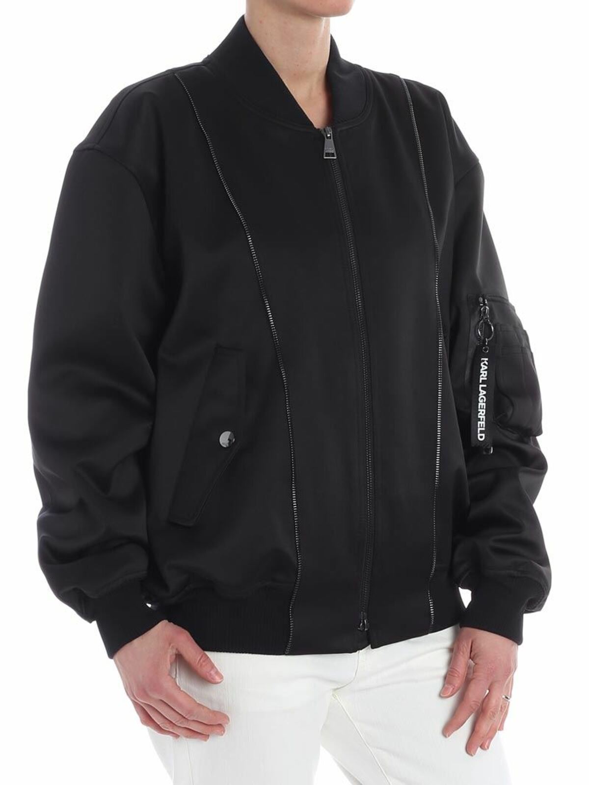 Black oversize bomber 81KW1401999 (KARL LAGERFELD / カジュアルジャケット・ベスト ) | KARL LAGERFELD (カール・ラガーフェルド)(1)