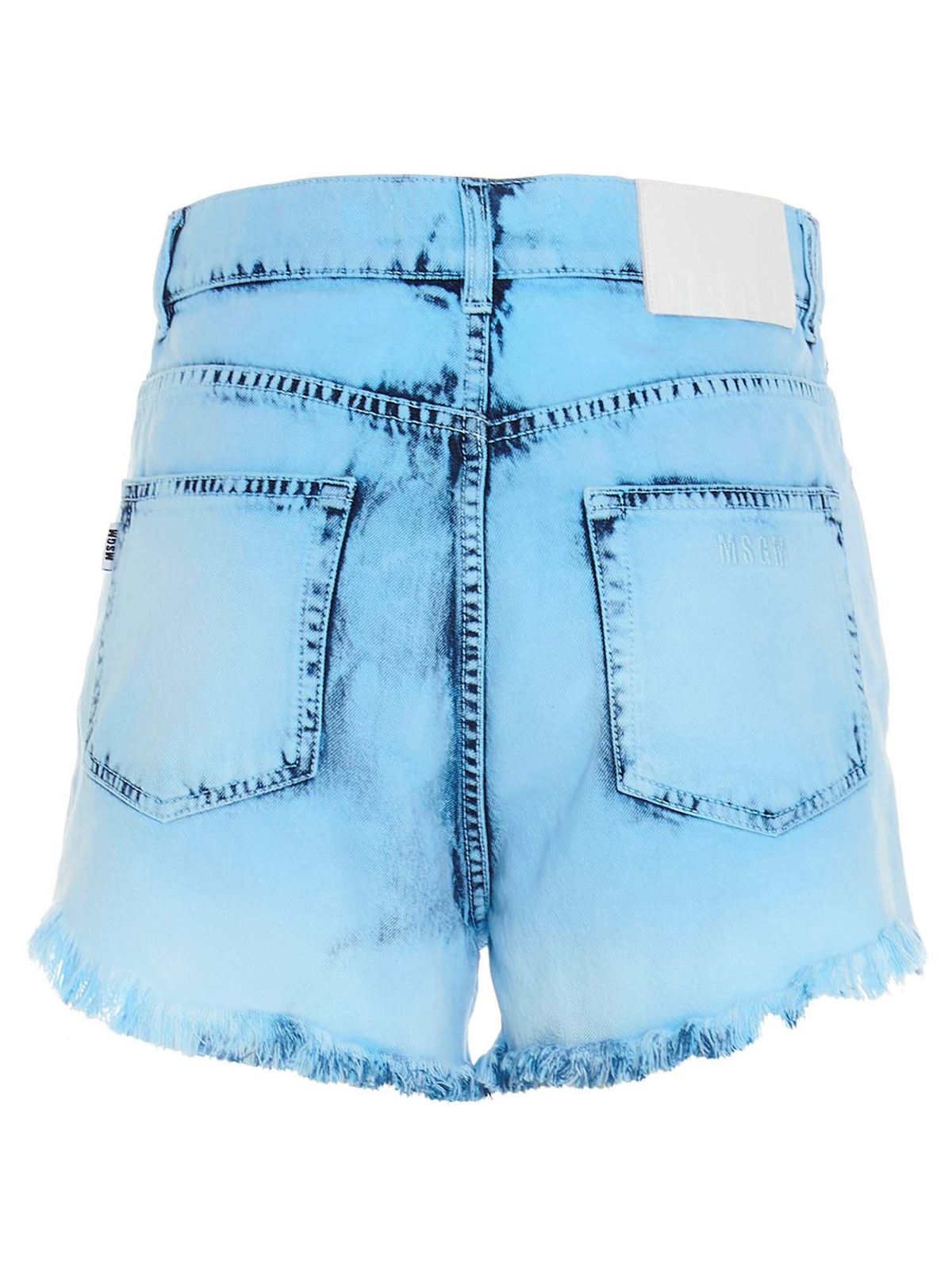 Faded denim shorts in blue 3042MDB142LT21748484 (MSGM / ショートパンツ ) | MSGM (エムエスジーエム)(1)