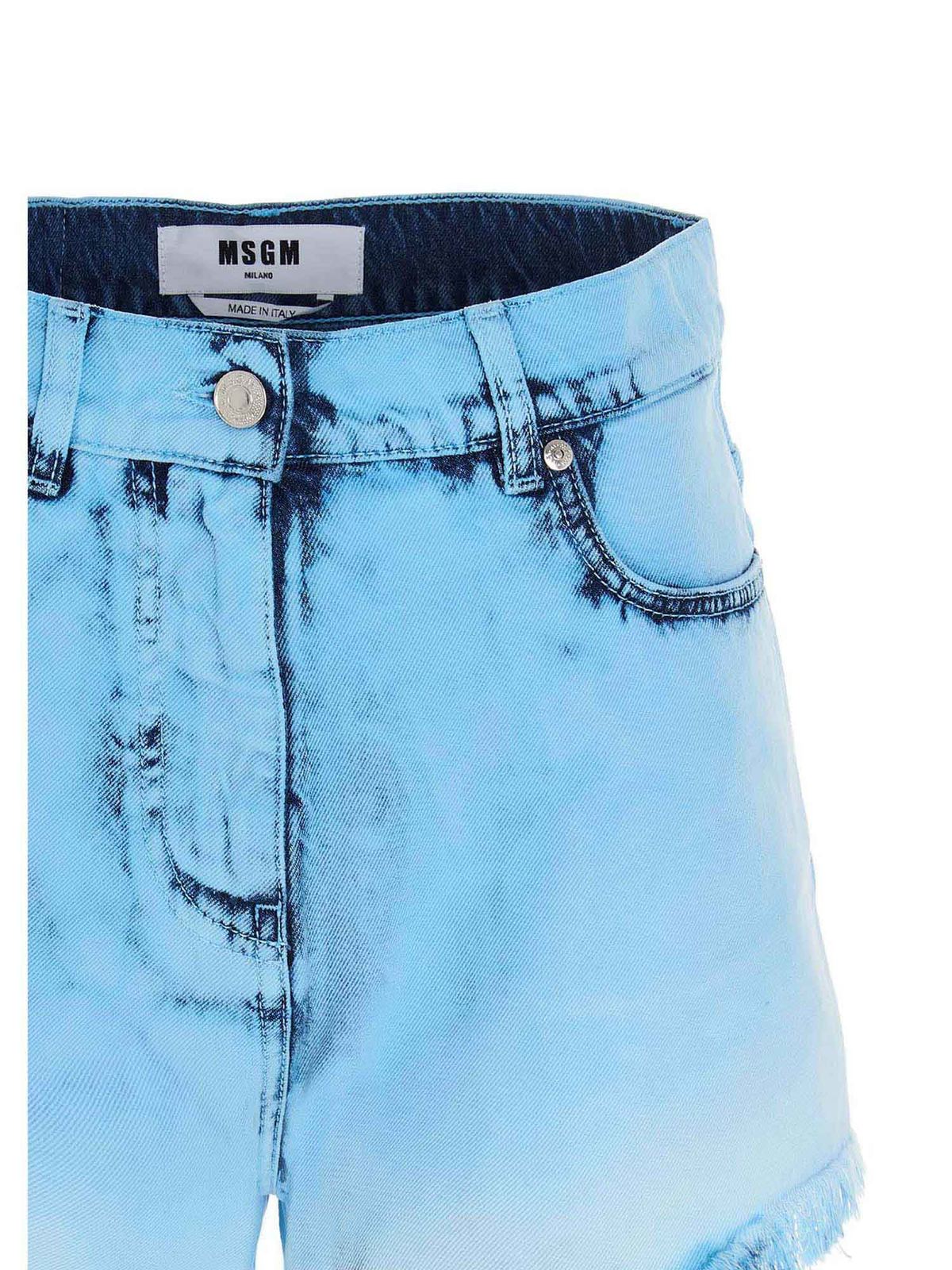 Faded denim shorts in blue 3042MDB142LT21748484 (MSGM / ショートパンツ ) | MSGM (エムエスジーエム)(2)