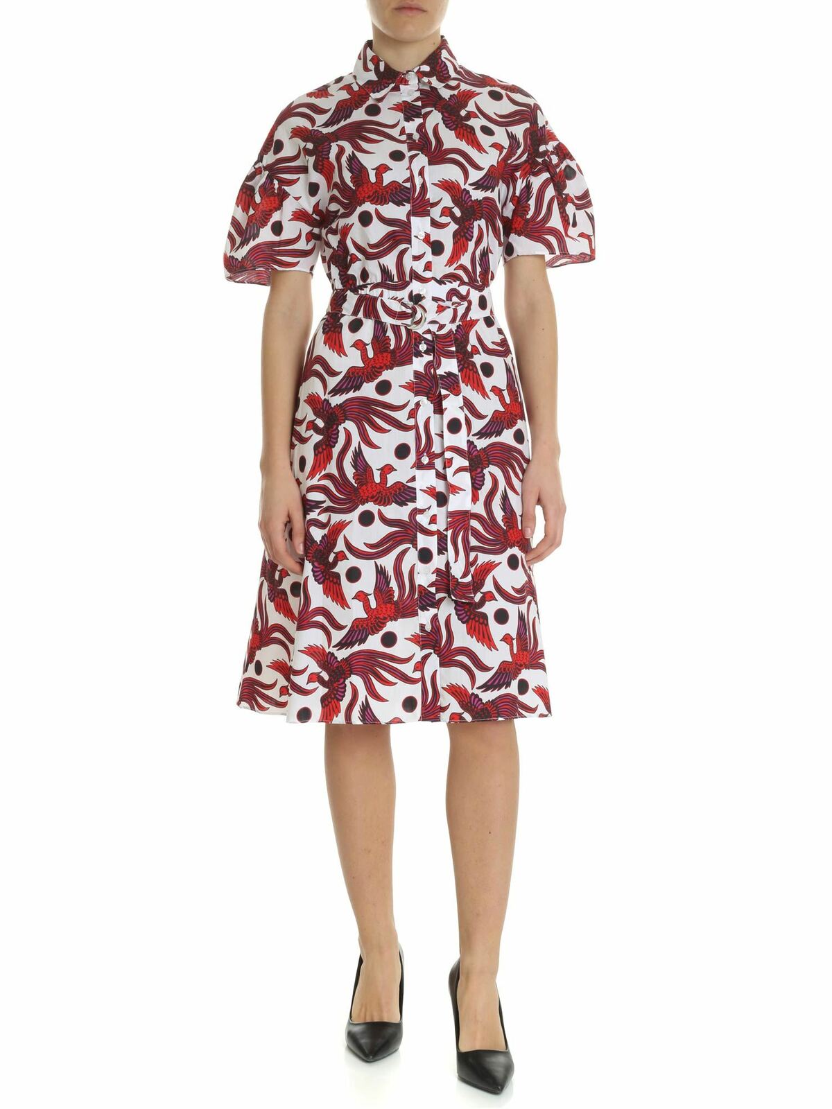 Belted white and red shirting dress 2RO12255J21 (KENZO / ワンピース・ドレス・オールインワン ) | KENZO (ケンゾー)