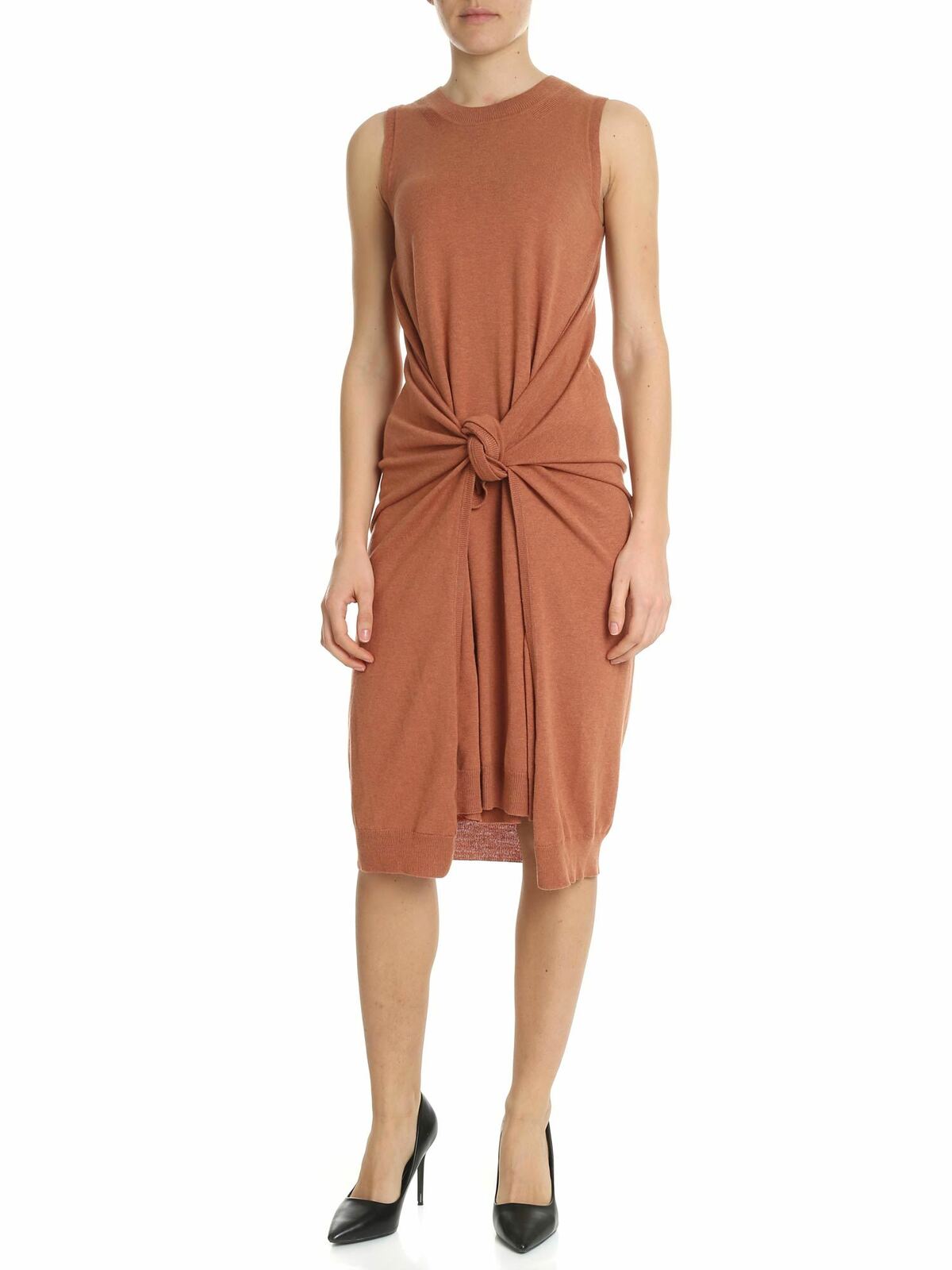 Knitted dress in copper red with knot CHS19SMR05530255 (See By Chloé / ワンピース・ドレス・オールインワン ) | See By Chloé (シーバイクロエ)