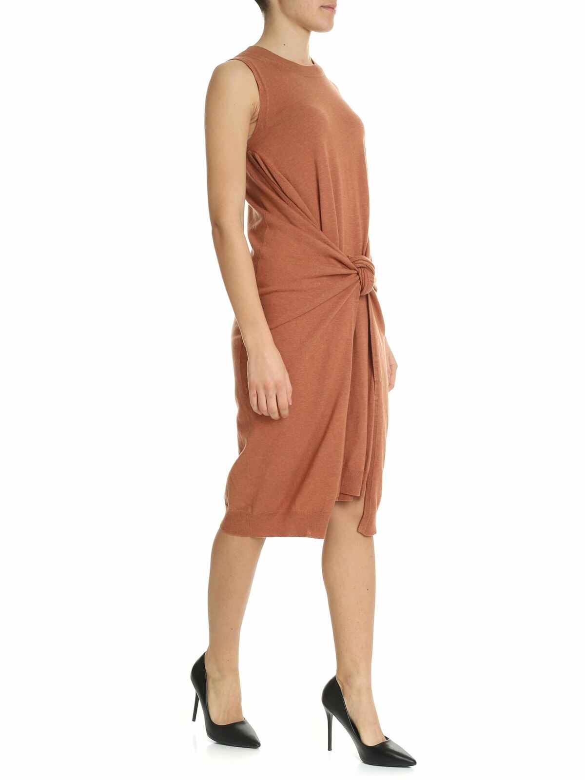 Knitted dress in copper red with knot CHS19SMR05530255 (See By Chloé / ワンピース・ドレス・オールインワン ) | See By Chloé (シーバイクロエ)(1)