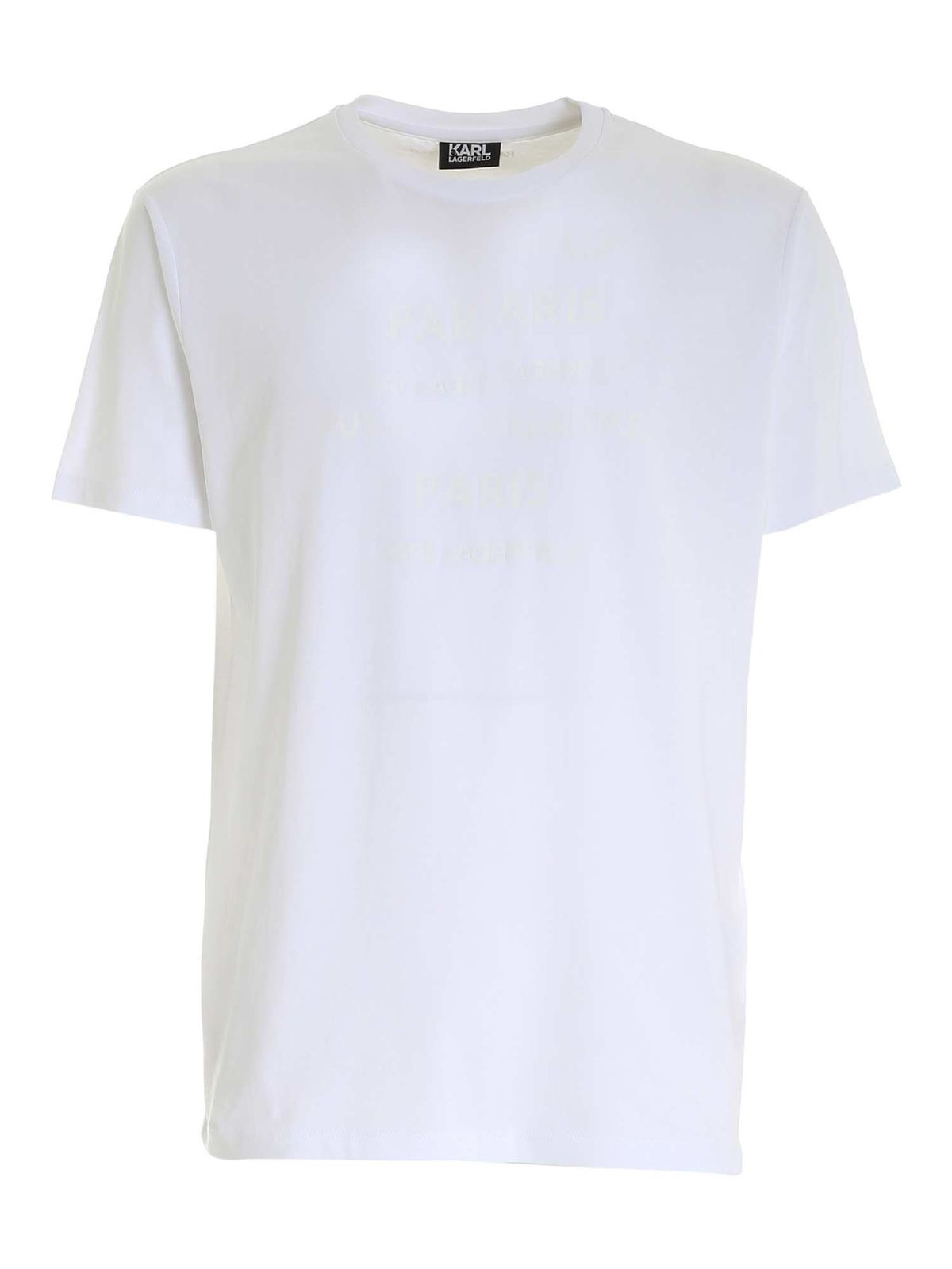 Logo print T-shirt in white 75503951122410 (KARL LAGERFELD / Tシャツ・カットソー ) | KARL LAGERFELD (カール・ラガーフェルド)