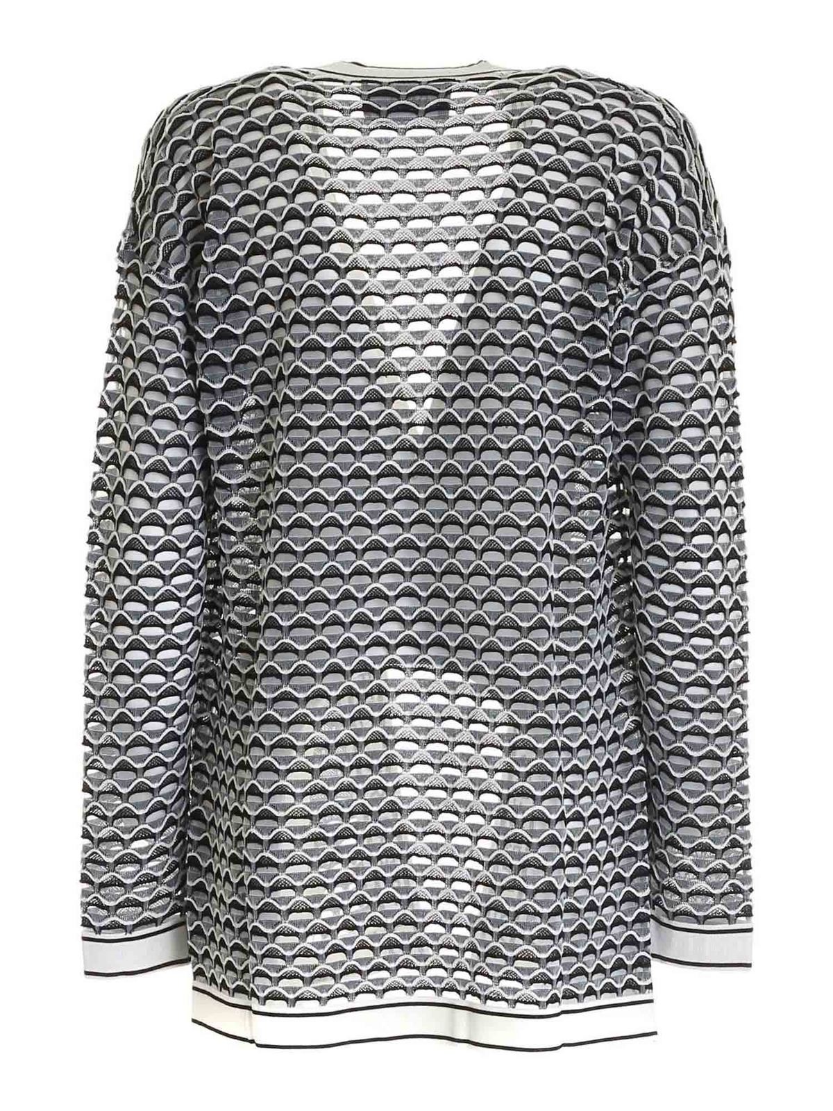 White, grey and black cardigan 211W2006101 (KARL LAGERFELD / ニット・セーター・カーディガン ) | KARL LAGERFELD (カール・ラガーフェルド)(1)