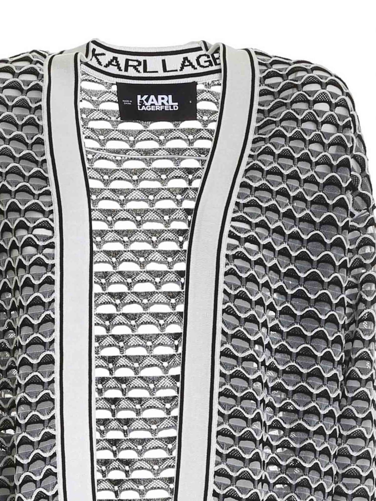 White, grey and black cardigan 211W2006101 (KARL LAGERFELD / ニット・セーター・カーディガン ) | KARL LAGERFELD (カール・ラガーフェルド)(2)