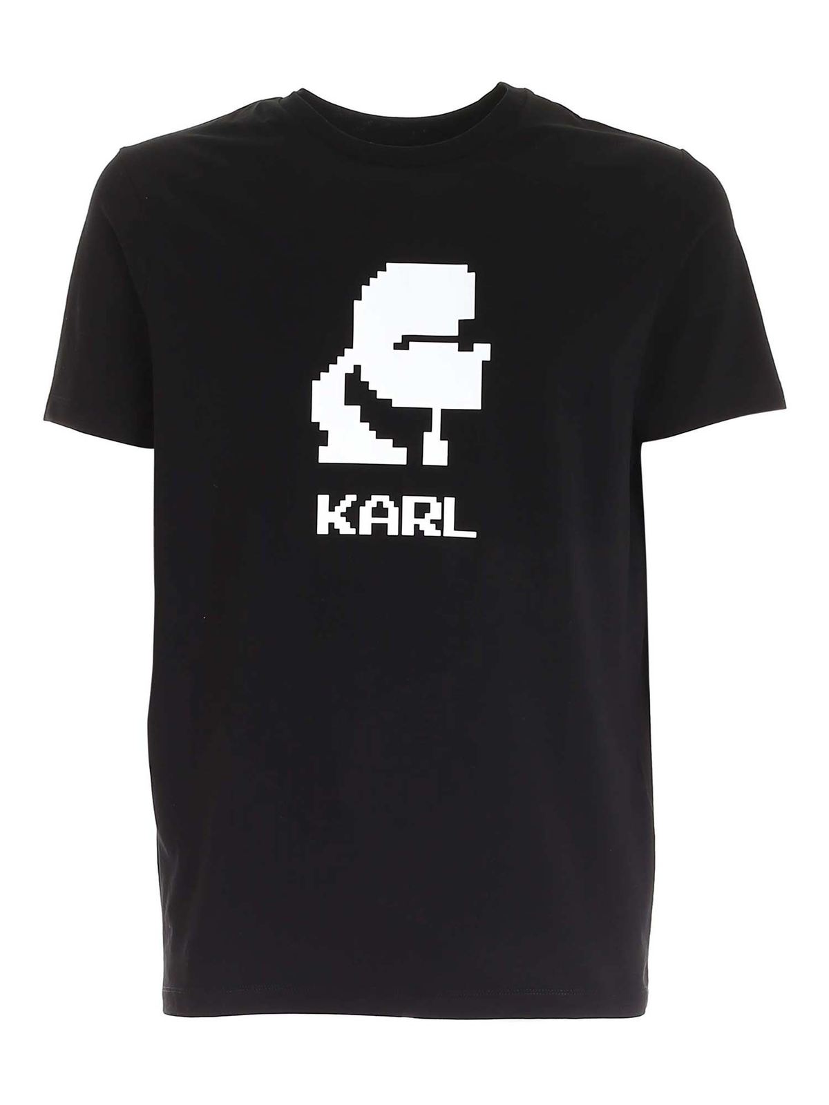 White print T-shirt in black 755032511221990 (KARL LAGERFELD / Tシャツ・カットソー ) | KARL LAGERFELD (カール・ラガーフェルド)