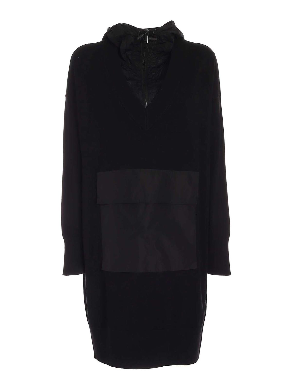 Technical fabric detail knitted dress in blac P0DS8FP5BBL (DKNY / ワンピース・ドレス・オールインワン ) | DKNY (ディーケーエヌワイ)