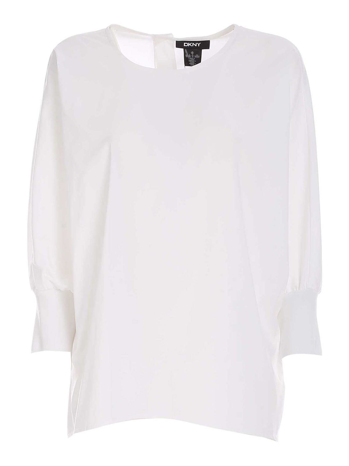 Oversize poplin blouse in white P0DA0FL2WHT (DKNY / シャツ・ブラウス ) | DKNY (ディーケーエヌワイ)