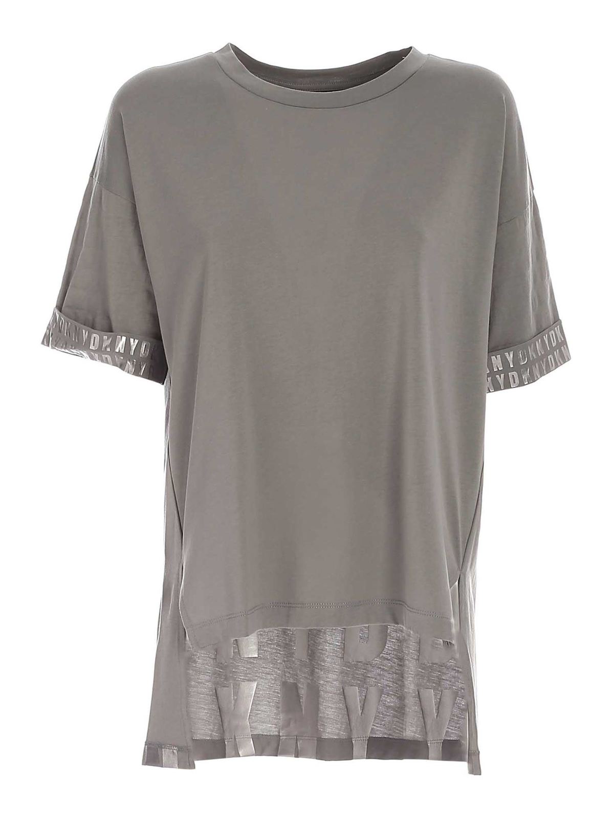 Laminated logo print T-shirt in grey P0DH0FQ7XKT (DKNY / Tシャツ・カットソー ) | DKNY (ディーケーエヌワイ)