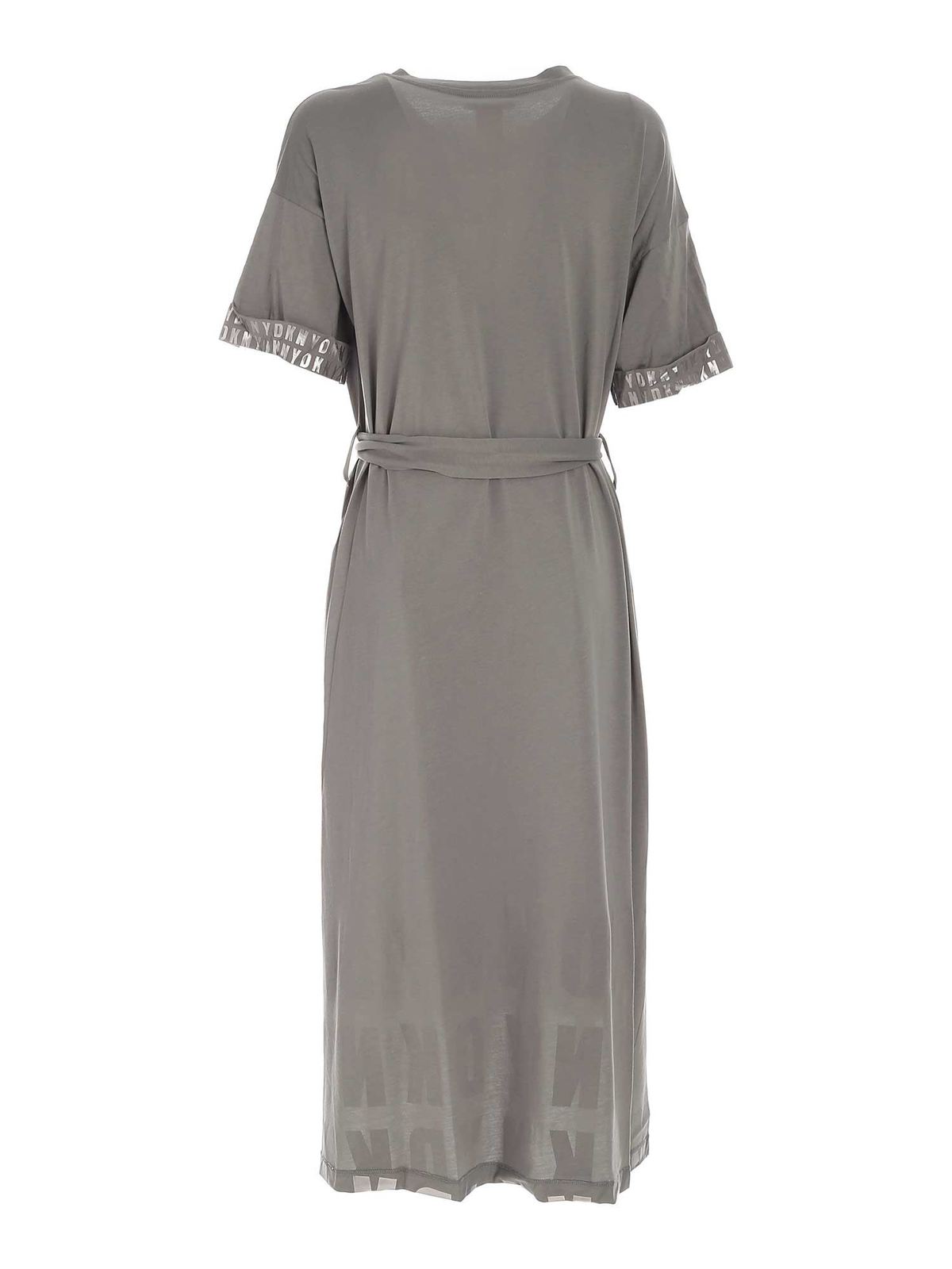 Laminated logo prints long dress in grey P0DD0FQ8XKT (DKNY / ワンピース・ドレス・オールインワン ) | DKNY (ディーケーエヌワイ)(1)