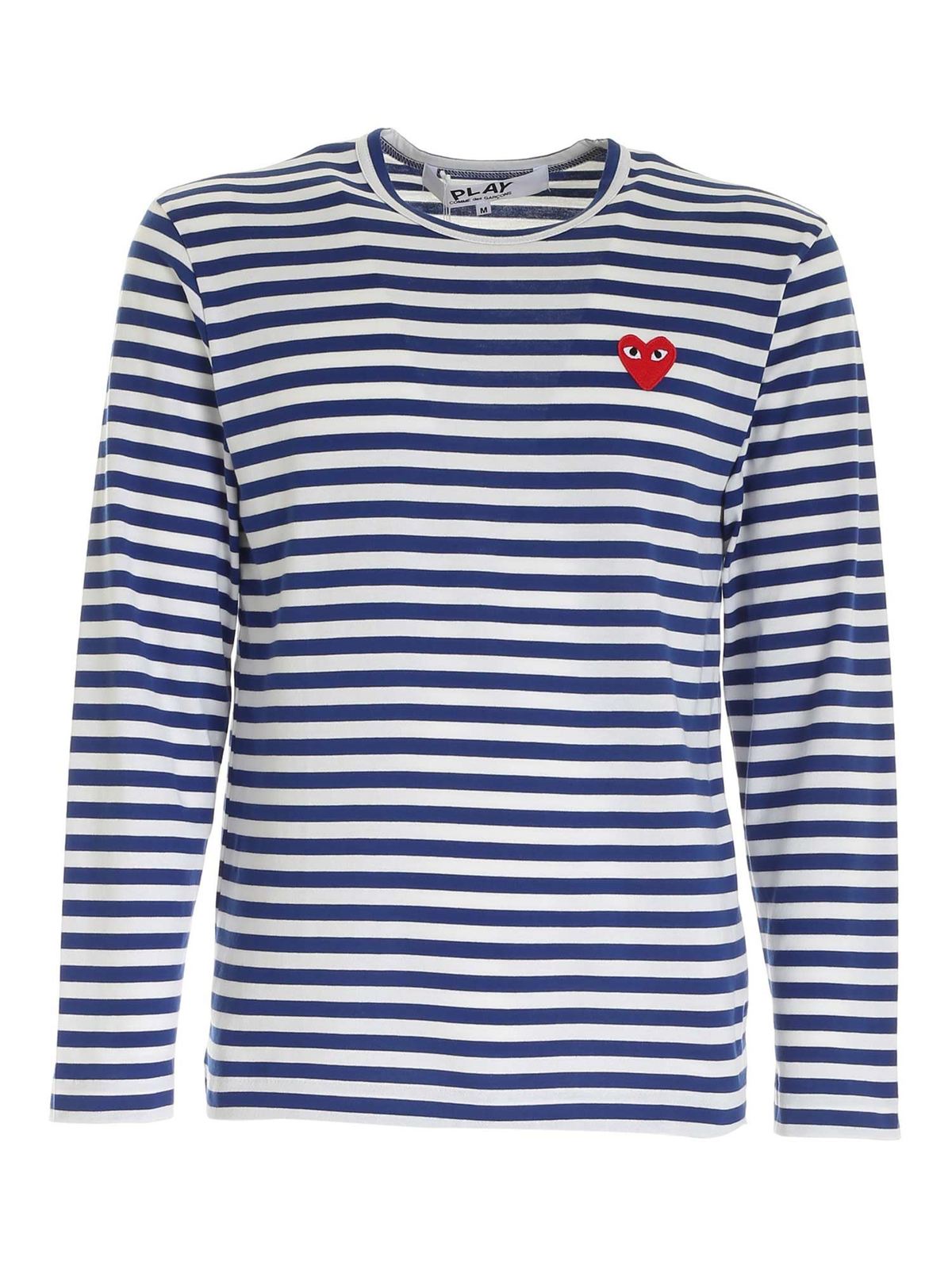 Striped long sleeves T-shirt in white AZT1640512 (PLAY Comme Des Garçons / Tシャツ・カットソー ) | PLAY Comme Des Garçons (プレイ コムデギャルソン)