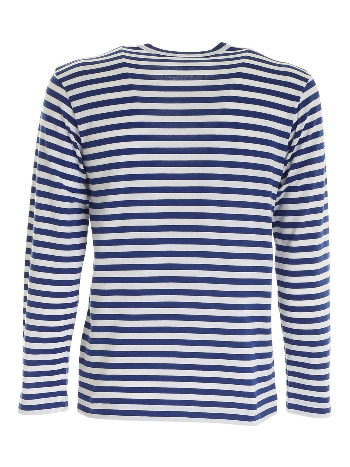 Striped long sleeves T-shirt in white AZT1640512 (PLAY Comme Des Garçons / Tシャツ・カットソー ) | PLAY Comme Des Garçons (プレイ コムデギャルソン)(1)