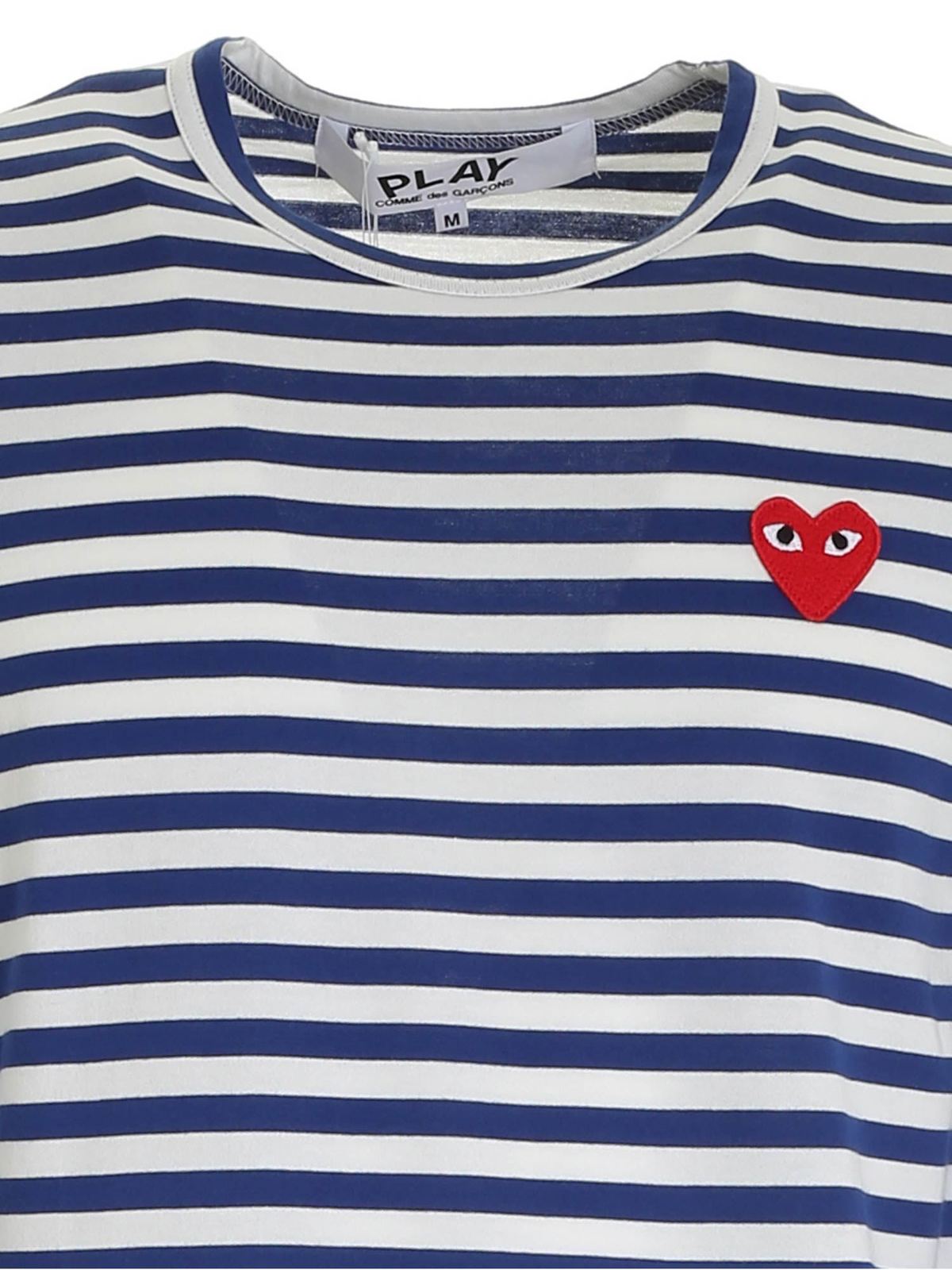 Striped long sleeves T-shirt in white AZT1640512 (PLAY Comme Des Garçons / Tシャツ・カットソー ) | PLAY Comme Des Garçons (プレイ コムデギャルソン)(2)
