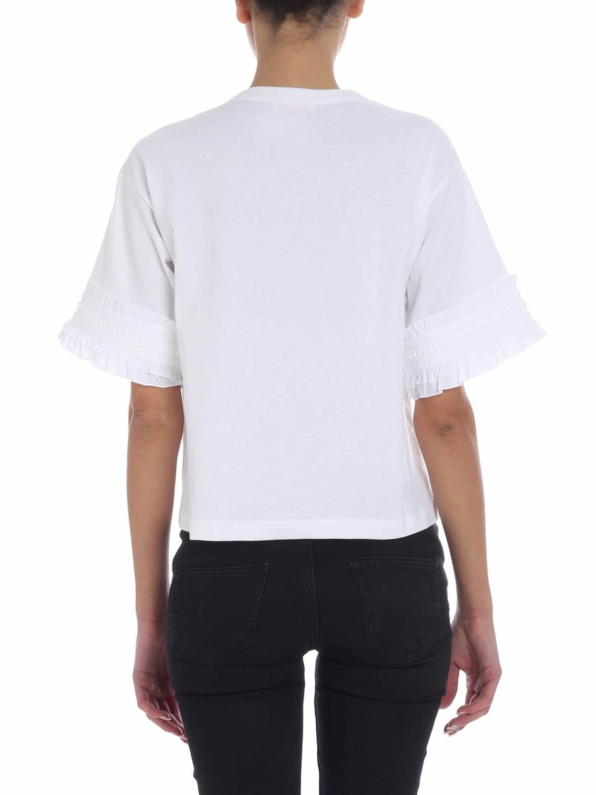 Ruffled white crewneck t-shirt CHS19SJH08081109 (See By Chloé / Tシャツ・カットソー ) | See By Chloé (シーバイクロエ)(2)