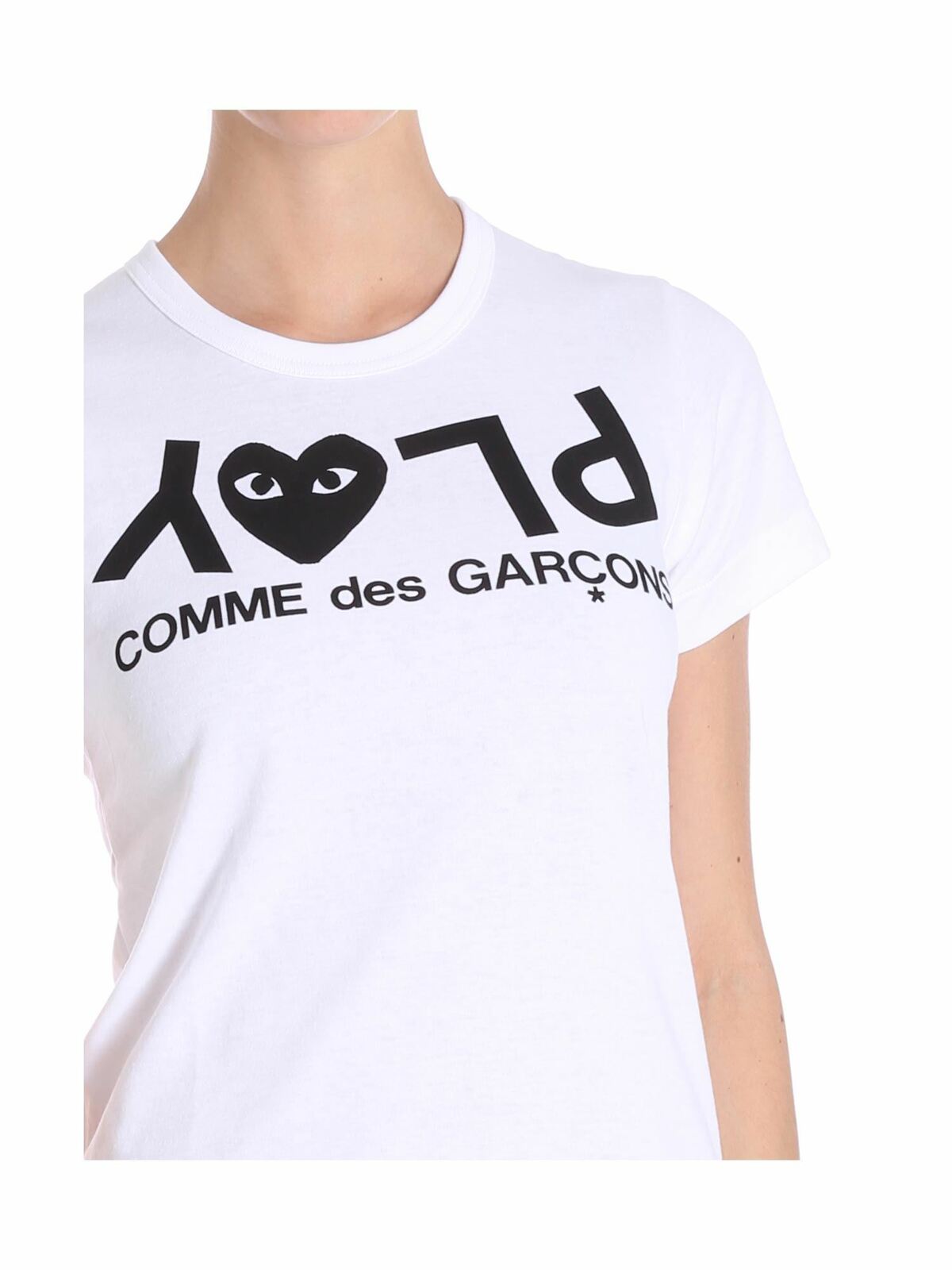 White T-shirt with black logo print AZT0670511 (PLAY Comme Des Garçons / Tシャツ・カットソー ) | PLAY Comme Des Garçons (プレイ コムデギャルソン)(3)