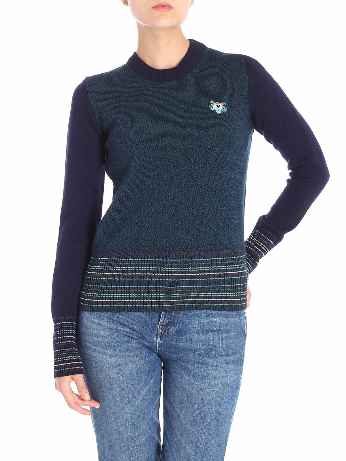 Tiger blue and green logo pullover 2TO51186076 (KENZO / ニット・セーター・カーディガン ) | KENZO (ケンゾー)