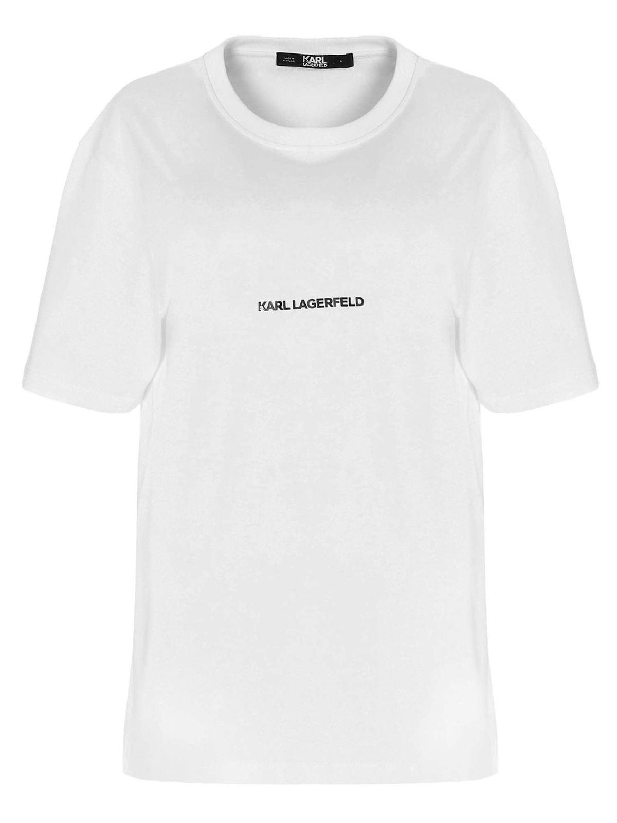 Logo print T-shirt in white 211U1700100 (KARL LAGERFELD / Tシャツ・カットソー ) | KARL LAGERFELD (カール・ラガーフェルド)