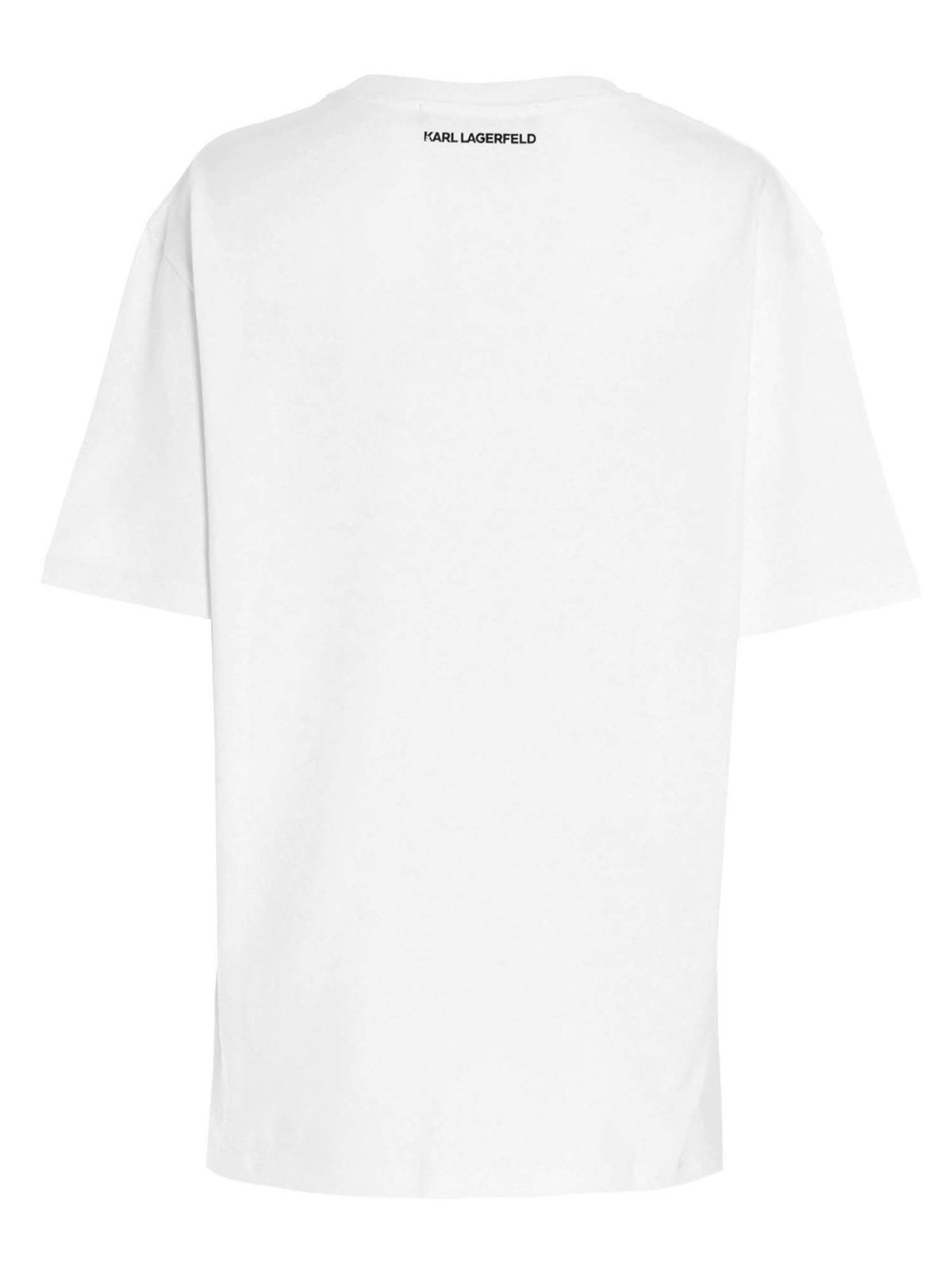 Logo print T-shirt in white 211U1700100 (KARL LAGERFELD / Tシャツ・カットソー ) | KARL LAGERFELD (カール・ラガーフェルド)(1)