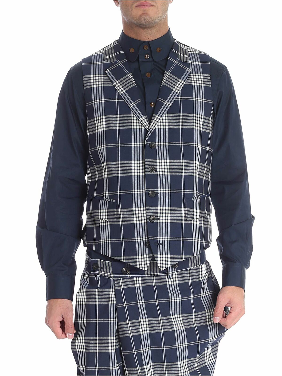 Check blue wool vest S25FB0067S49279002F (Vivienne Westwood / カジュアルジャケット・ベスト ) | Vivienne Westwood (ヴィヴィアン・ウェストウッド)