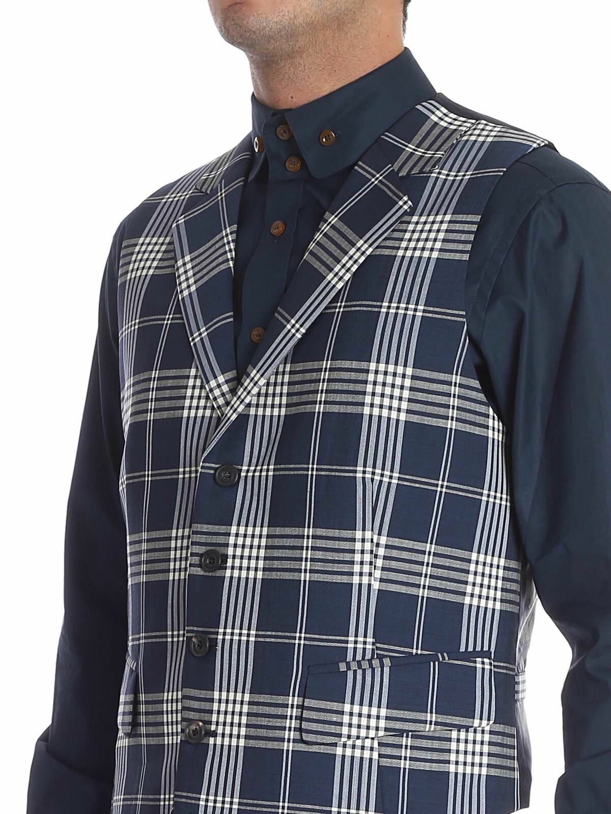 Check blue wool vest S25FB0067S49279002F (Vivienne Westwood / カジュアルジャケット・ベスト ) | Vivienne Westwood (ヴィヴィアン・ウェストウッド)(3)