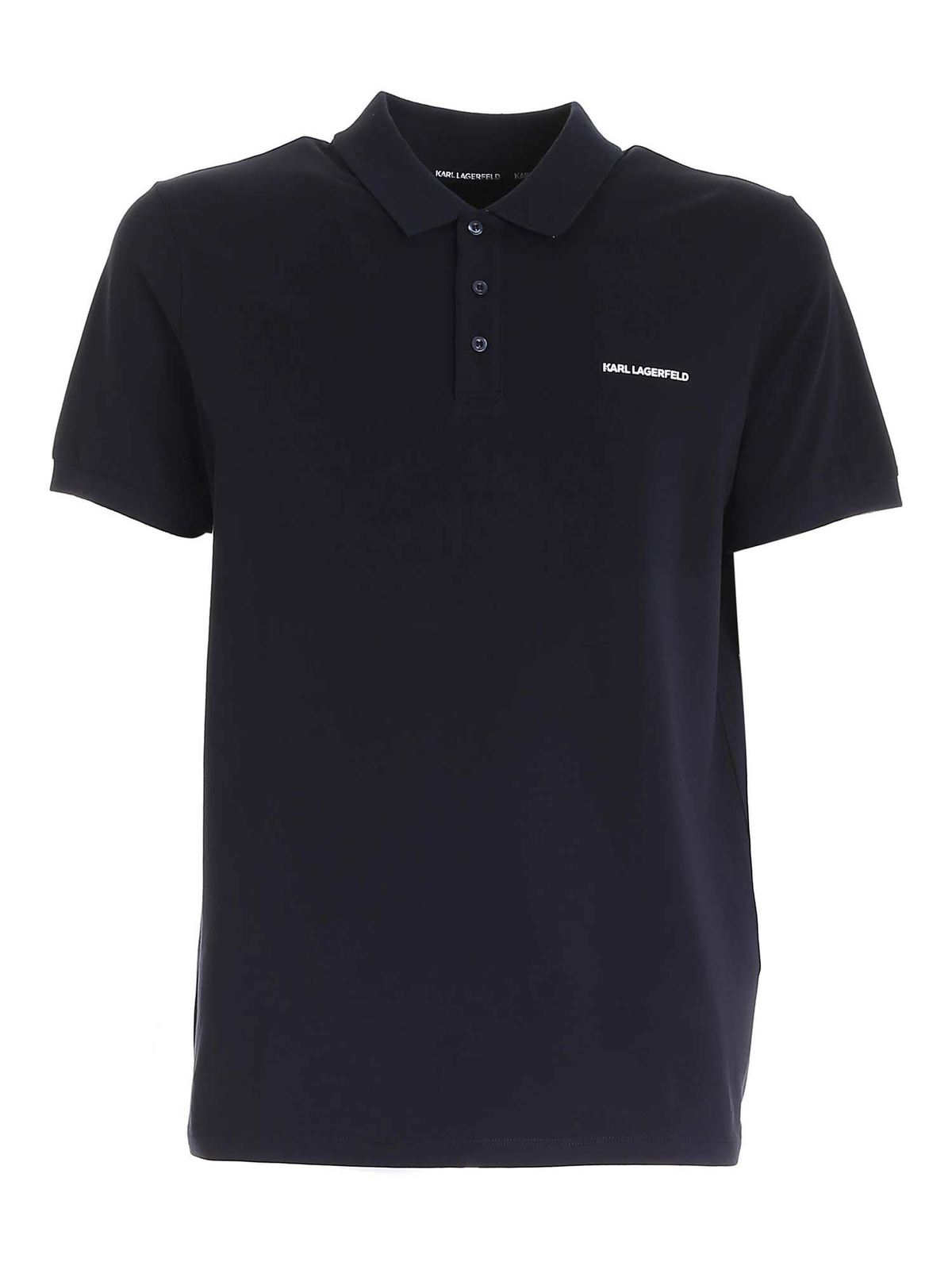 Rubberized logo polo shirt in blue 745015511221690 (KARL LAGERFELD / ポロシャツ ) | KARL LAGERFELD (カール・ラガーフェルド)