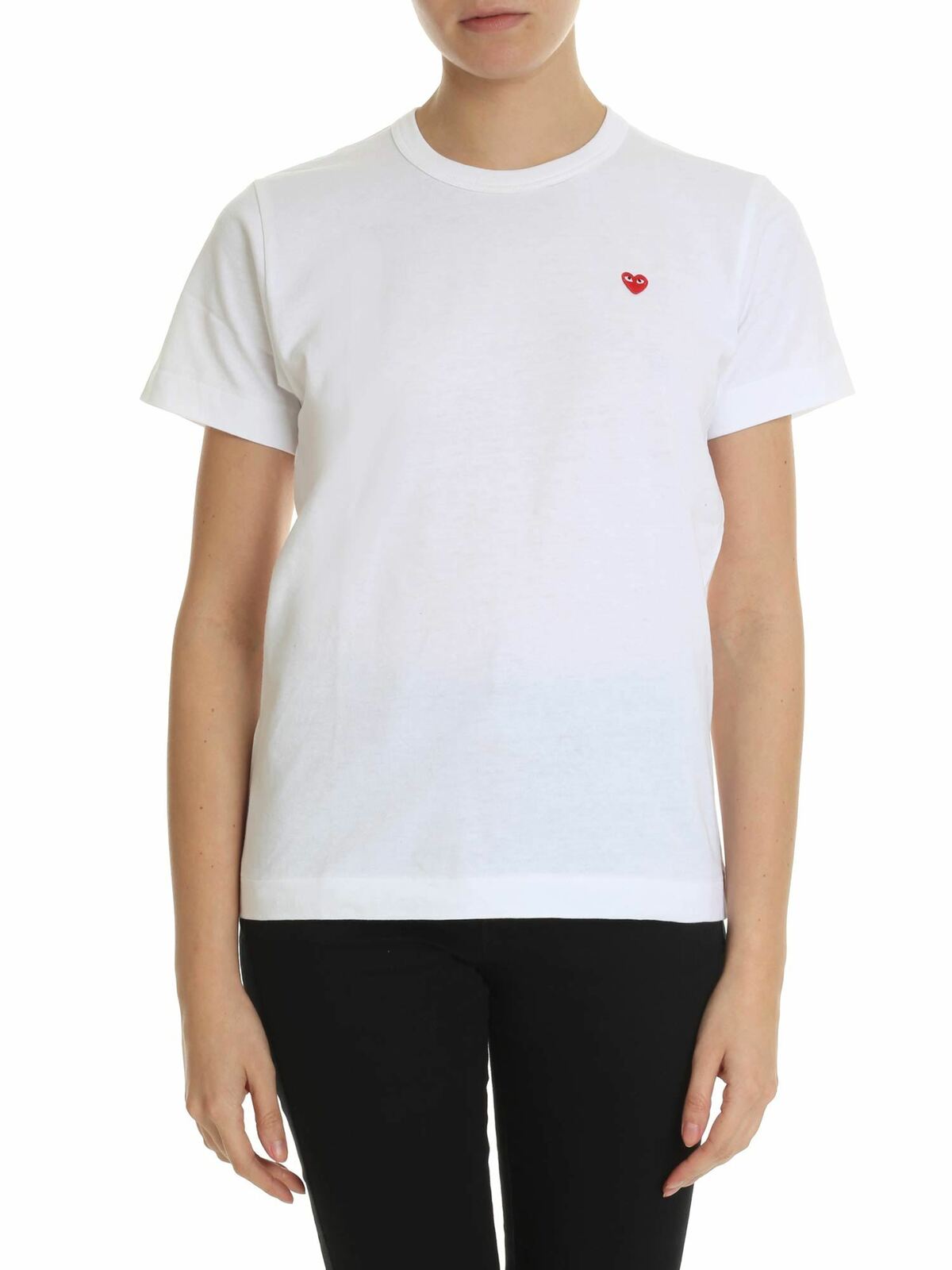 White t-shirt with red heart AZT1990512 (PLAY Comme Des Garçons / Tシャツ・カットソー ) | PLAY Comme Des Garçons (プレイ コムデギャルソン)