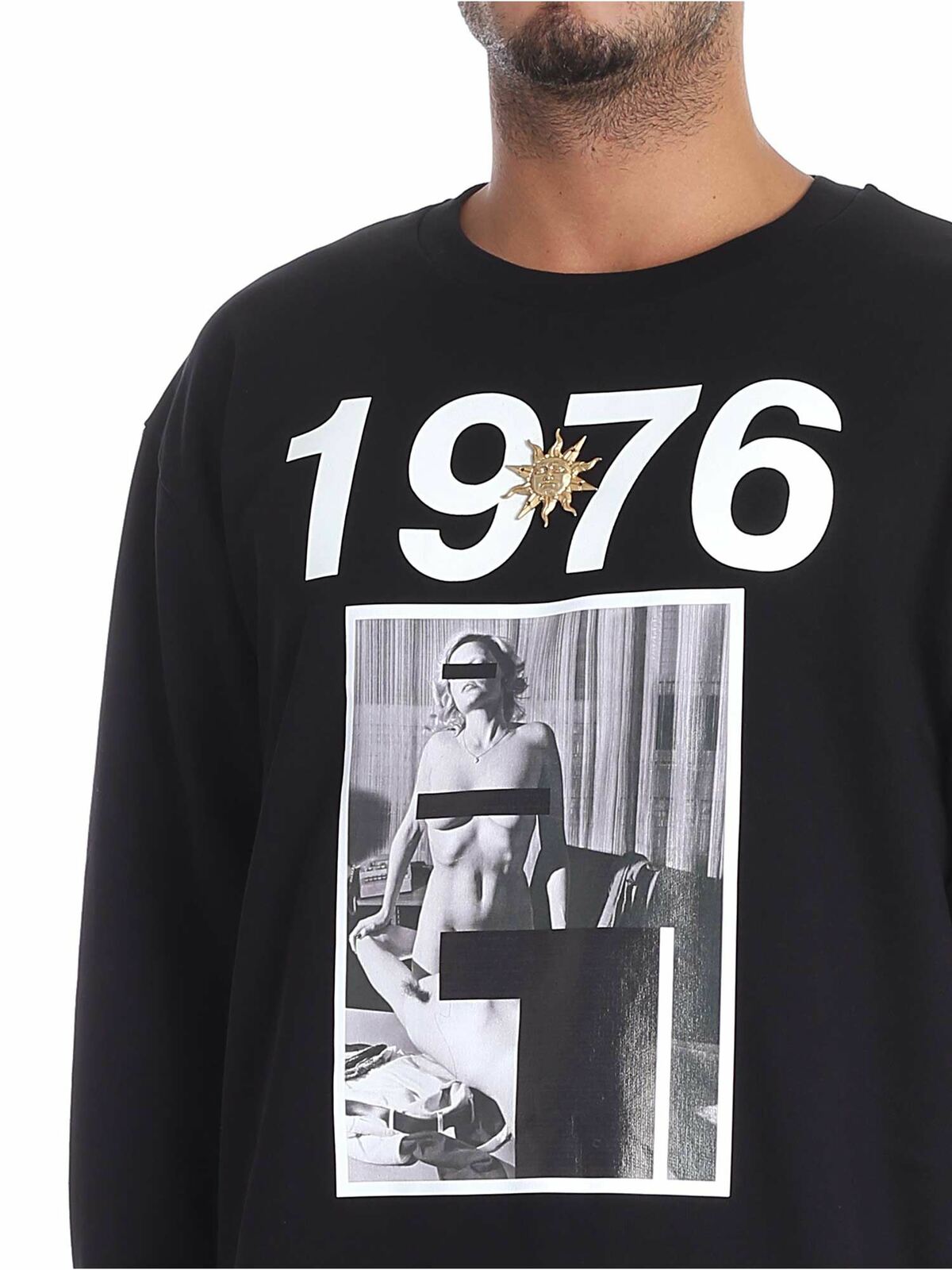 Black sweatshirt 1976 print FPU7113P0306999 (FAUSTO PUGLISI / スウェット・フーディー ) | FAUSTO PUGLISI (ファウスト プリージ)(3)