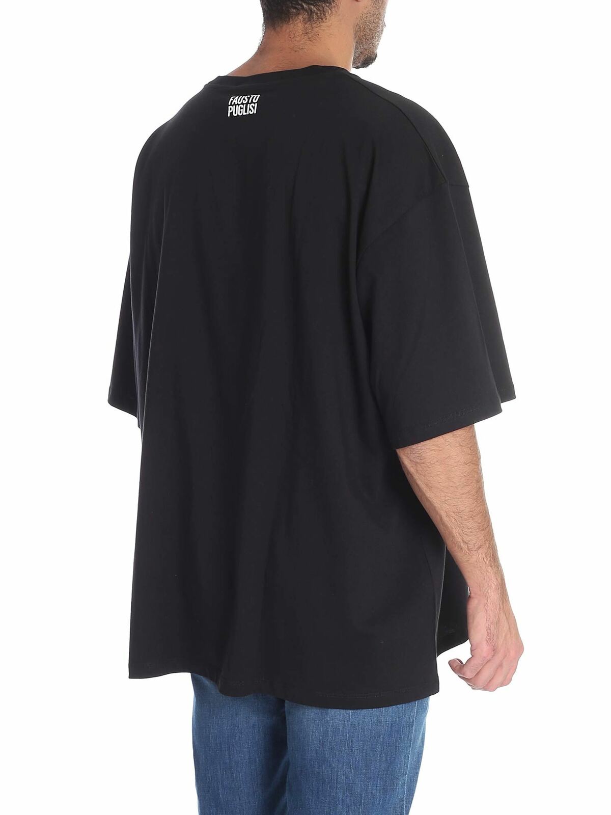 Black T-shirt with red sun print FPU7106P0303999 (FAUSTO PUGLISI / Tシャツ・カットソー ) | FAUSTO PUGLISI (ファウスト プリージ)(2)