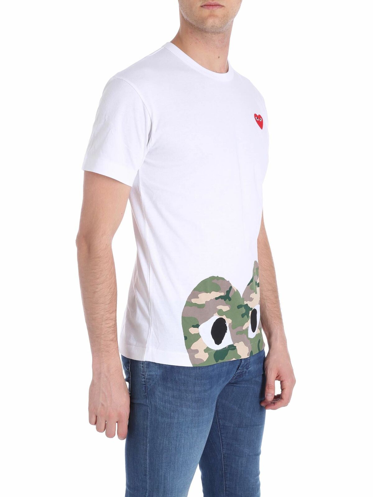 White camouflage heart print t-shirt AZT2440511 (PLAY Comme Des Garçons / Tシャツ・カットソー ) | PLAY Comme Des Garçons (プレイ コムデギャルソン)(1)