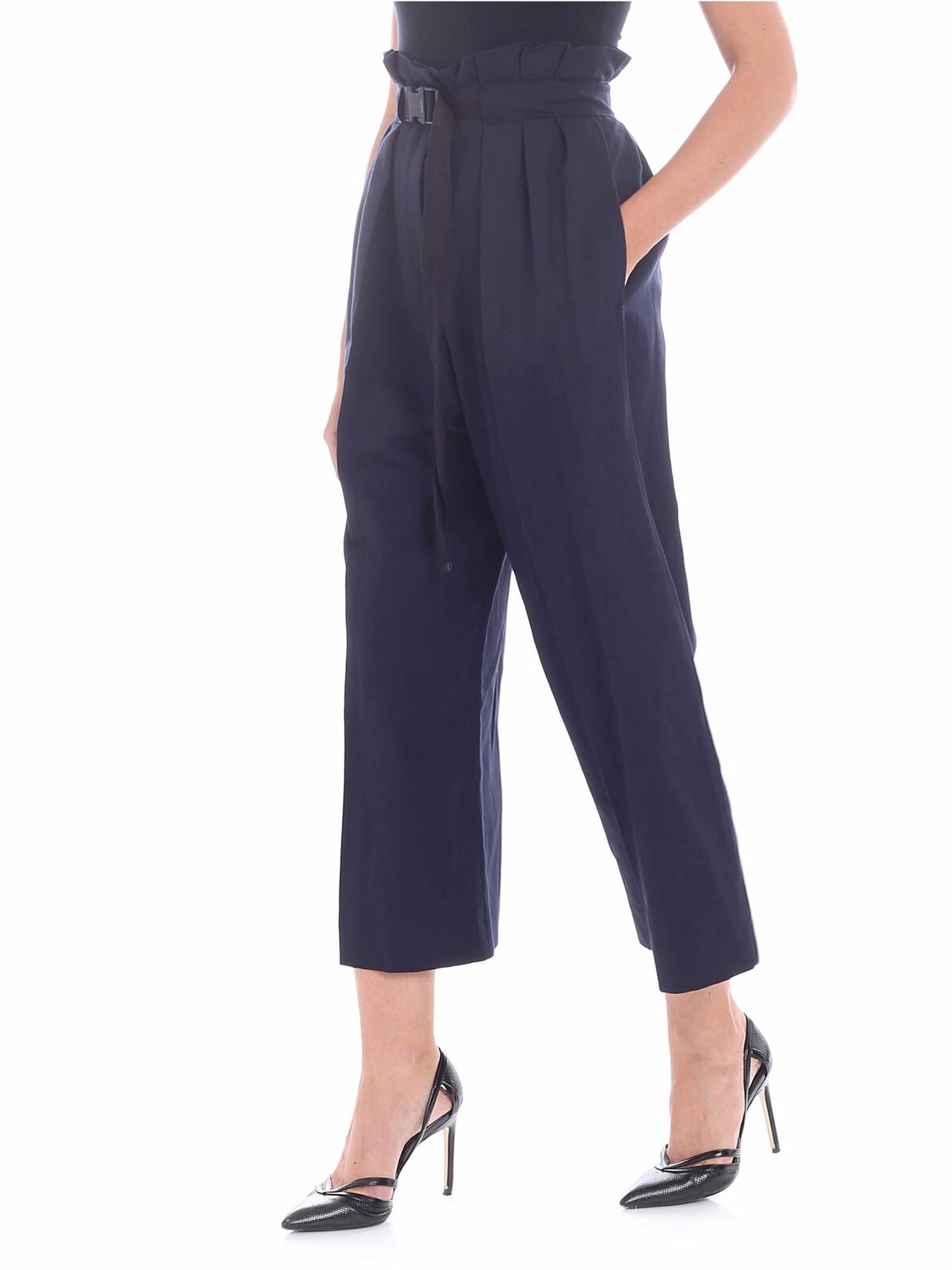 Blue pleated palazzo pants 2PA1855AO76 (KENZO / パンツ ) | KENZO (ケンゾー)(1)