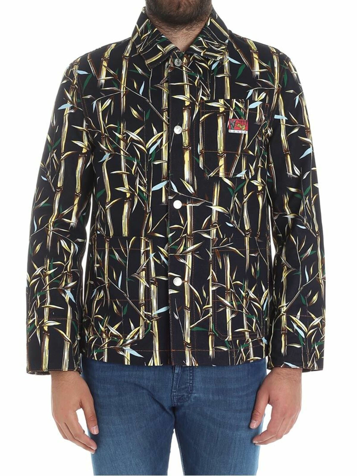 Denim jacket with bamboo print 5VE3321SO78 (KENZO / カジュアルジャケット・ベスト ) | KENZO (ケンゾー)