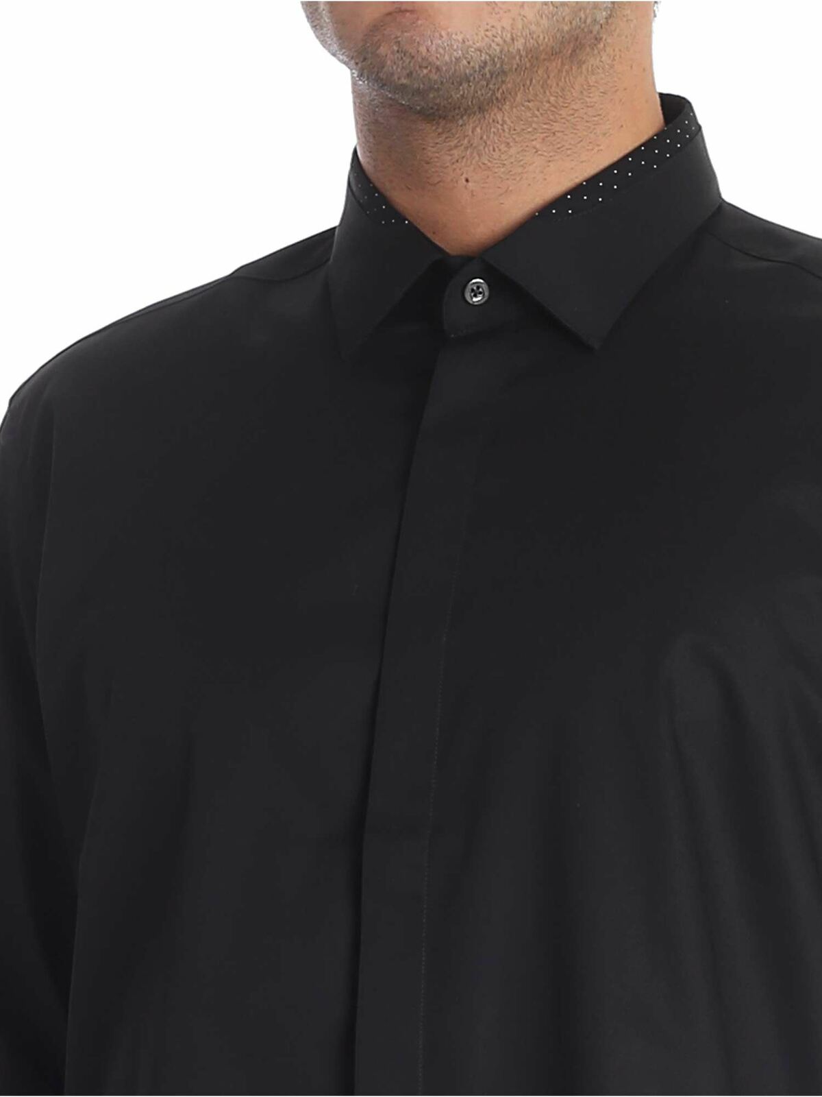 Black shirt with polka dot insert 605111582605990 (KARL LAGERFELD / シャツ・ブラウス ) | KARL LAGERFELD (カール・ラガーフェルド)(3)