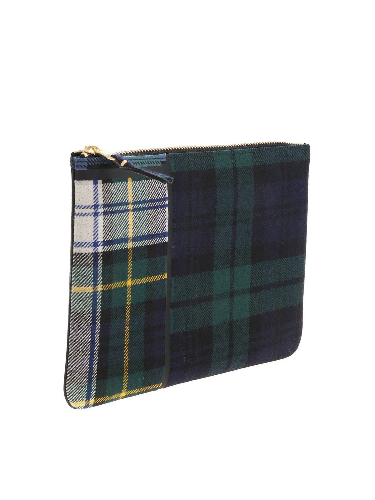 Tartan clutch bag in blue and green SA5100TPGREEN (Comme Des Garçons Wallet / クラッチバッグ・ポーチ ) | Comme Des Garçons Wallet (コムデギャルソン ウォレット)(1)