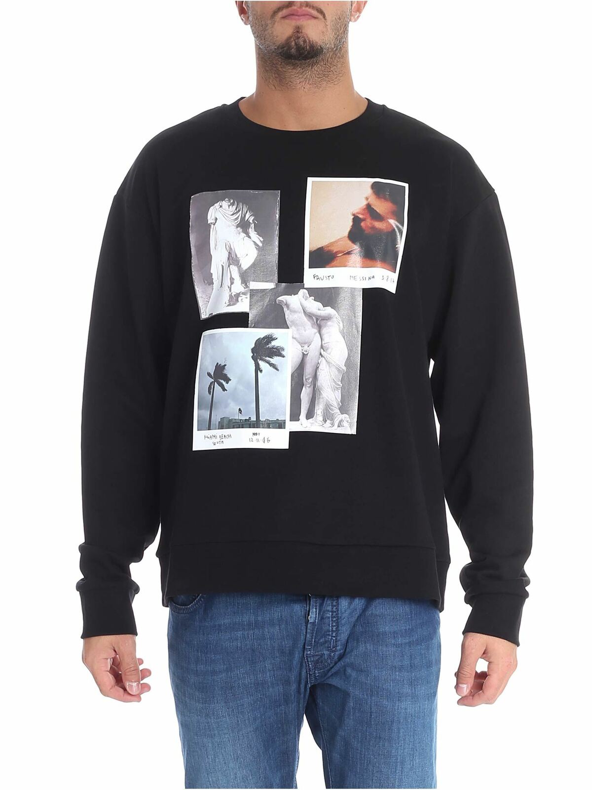 Black printed sweatshirt FPU7114P0306999 (FAUSTO PUGLISI / スウェット・フーディー ) | FAUSTO PUGLISI (ファウスト プリージ)