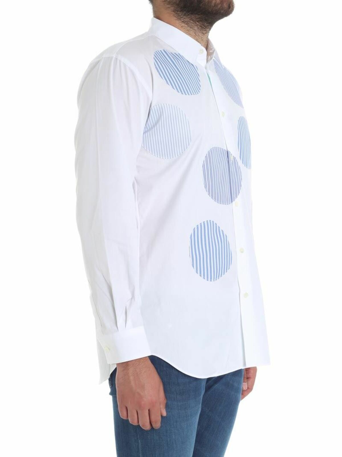 White shirt with striped patches S260271 (Comme Des Garçons SHIRT / シャツ・ブラウス ) | Comme Des Garçons SHIRT (コムデギャルソン シャツ)(1)
