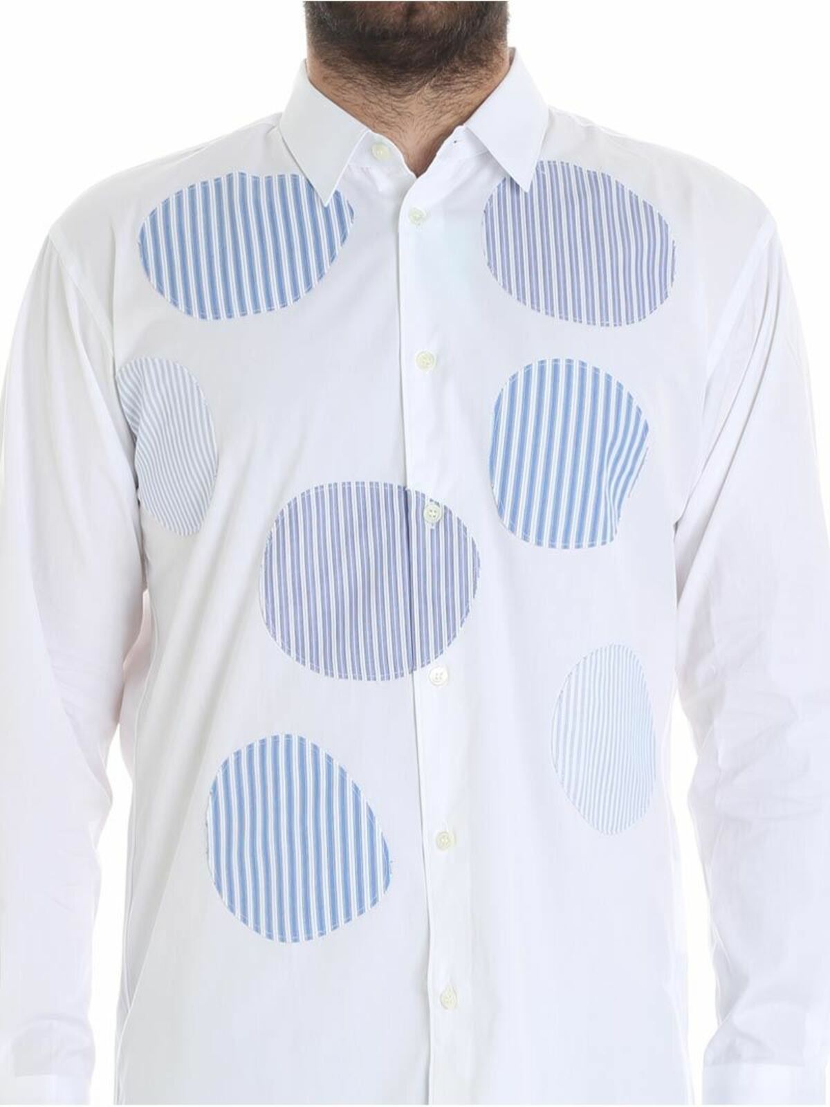 White shirt with striped patches S260271 (Comme Des Garçons SHIRT / シャツ・ブラウス ) | Comme Des Garçons SHIRT (コムデギャルソン シャツ)(3)