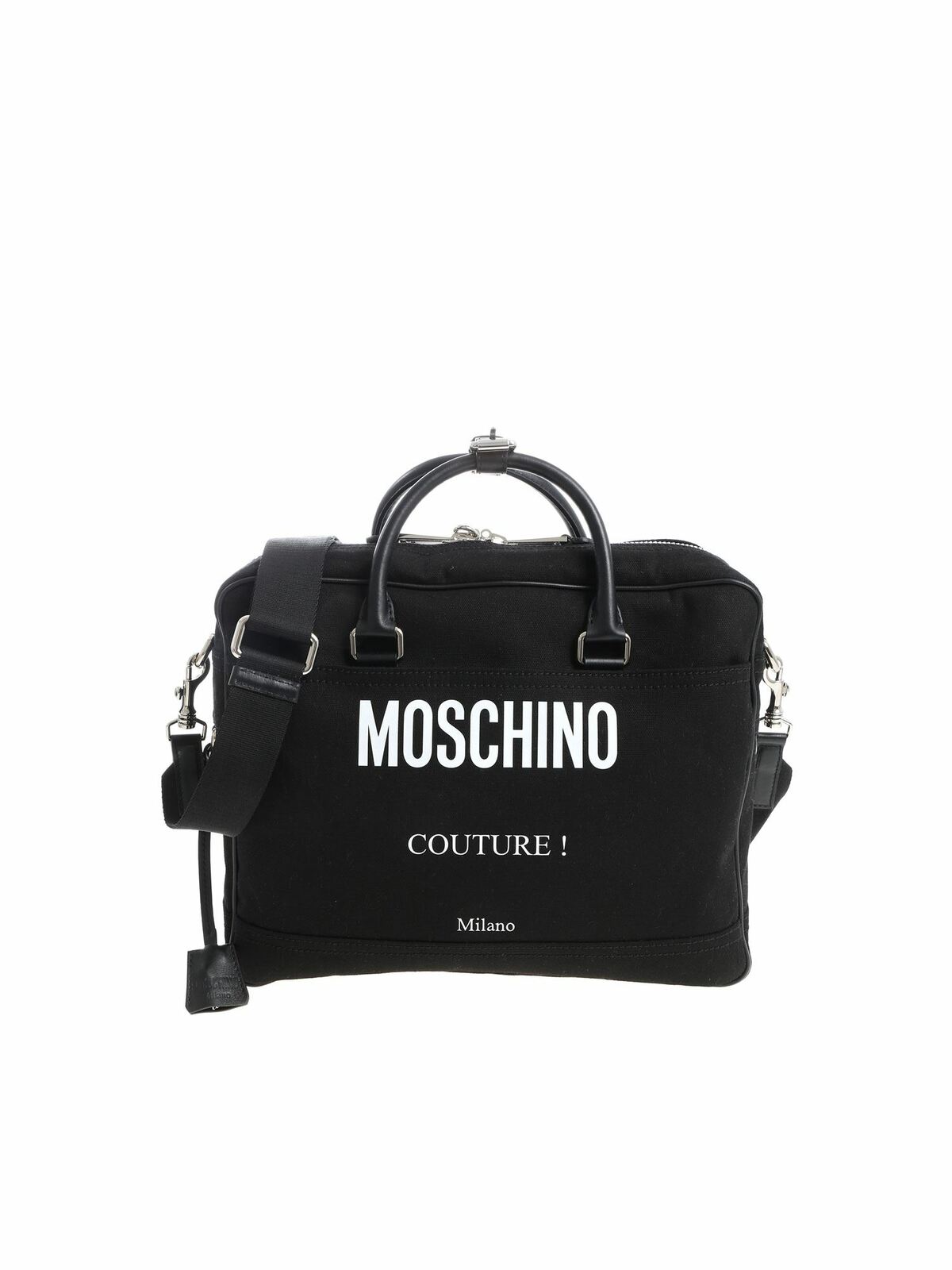 Black fabric handbag with padlock 742682031555 (MOSCHINO / ハンドバッグ・ショルダーバッグ ) | MOSCHINO (モスキーノ)