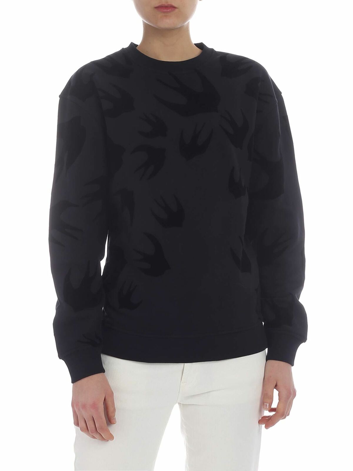 Black sweatshirt with swallow print 337341RLT741000 (McQ / スウェット・フーディー ) | McQ (マックキュー)
