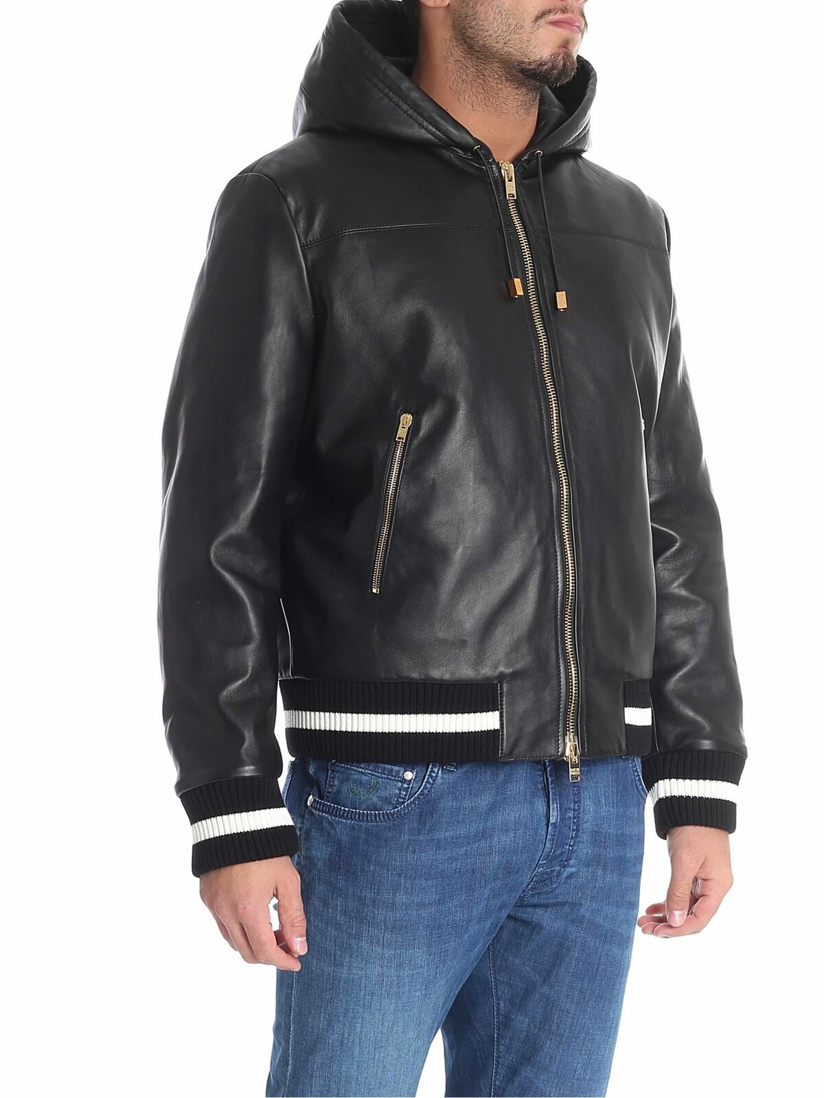 Black lined leather jacket FPU4027SP0307999 (FAUSTO PUGLISI / レザー&ファージャケット・コート ) | FAUSTO PUGLISI (ファウスト プリージ)(1)